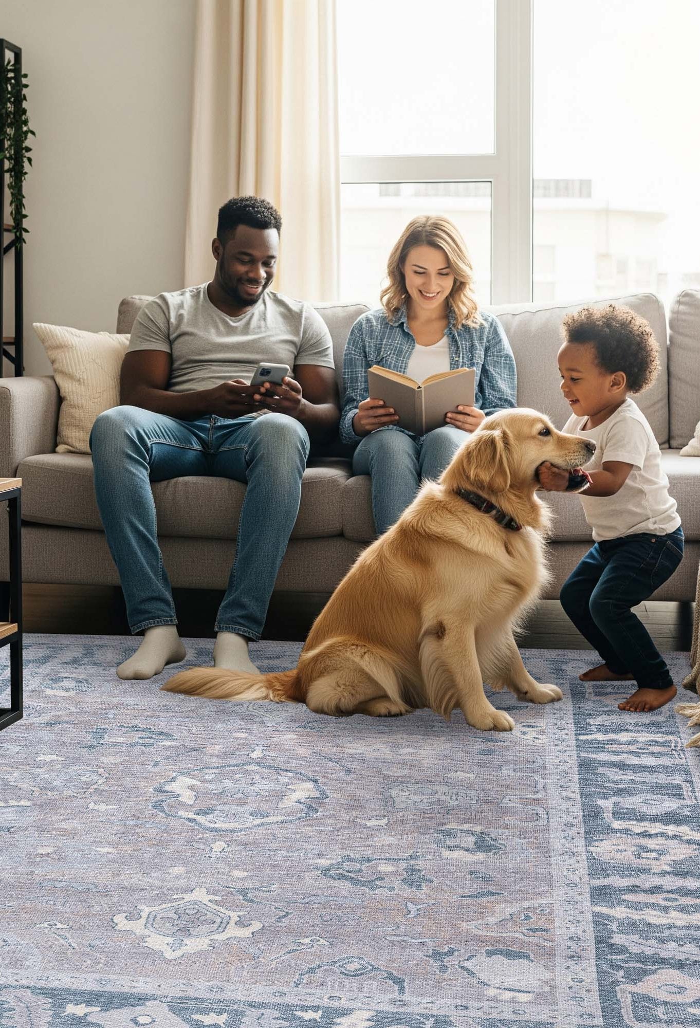 Ruya Gray Blue Modern Oushak Rug