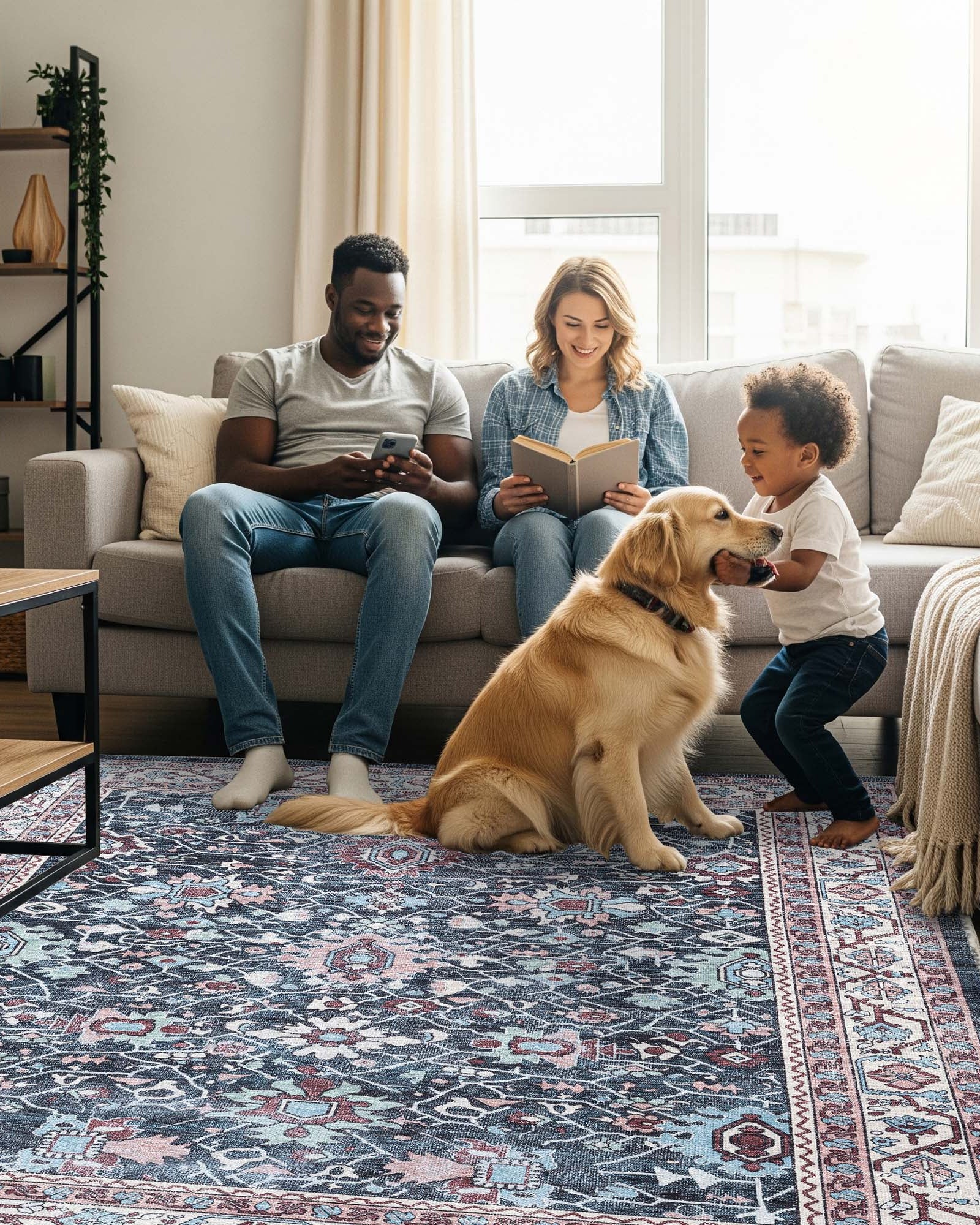 Axelle Blue Turkish Oushak Vintage Rug