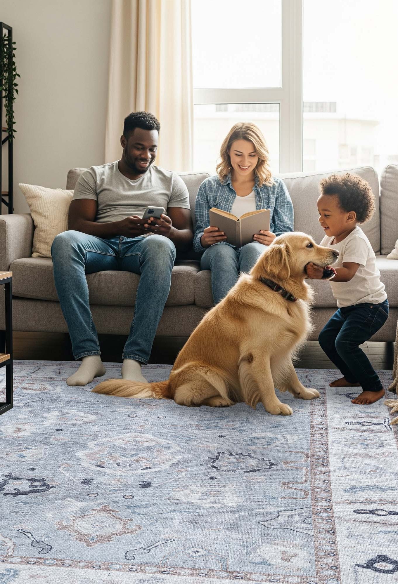 Sylvie Gray Blue Pastel Modern Oushak Rug