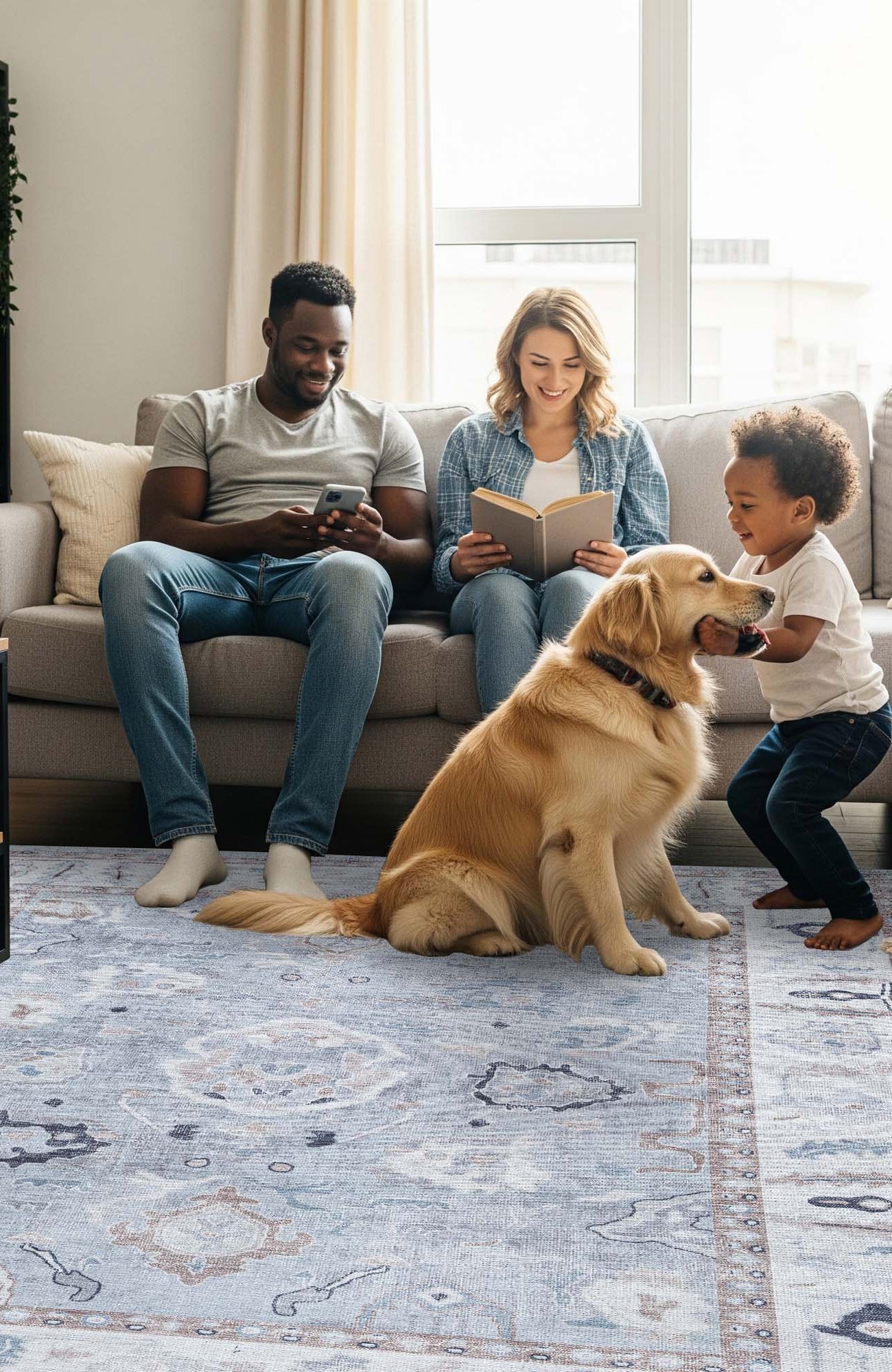 Sylvie Gray Blue Pastel Modern Oushak Rug