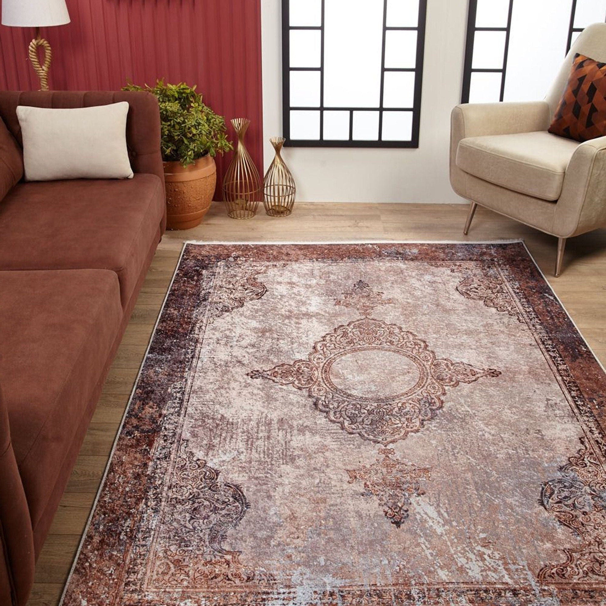 Fayla Turkish Light Muted Pink Ivory Beige Rug