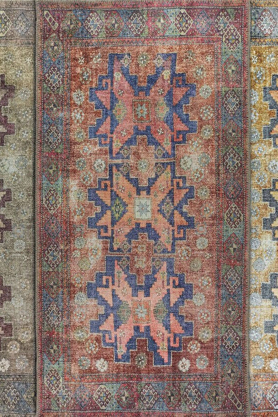 Fedra Runner Turkish Muted Red Pink Runner Rug