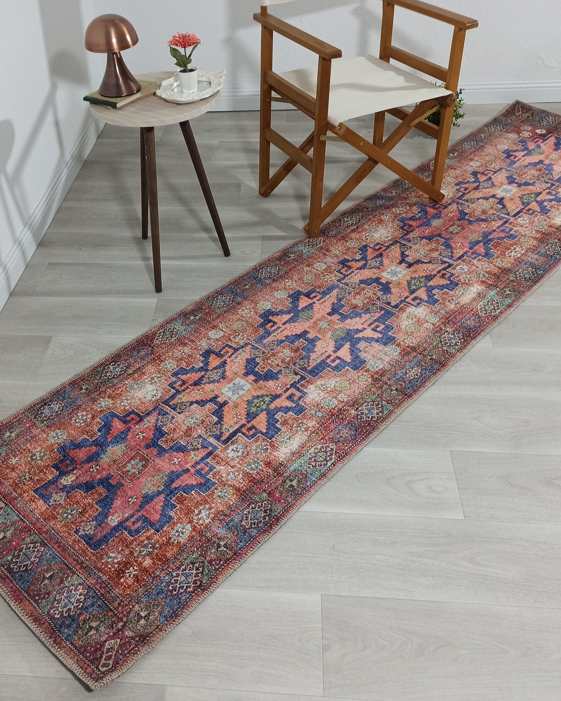 Fedra Runner Turkish Muted Red Pink Runner Rug