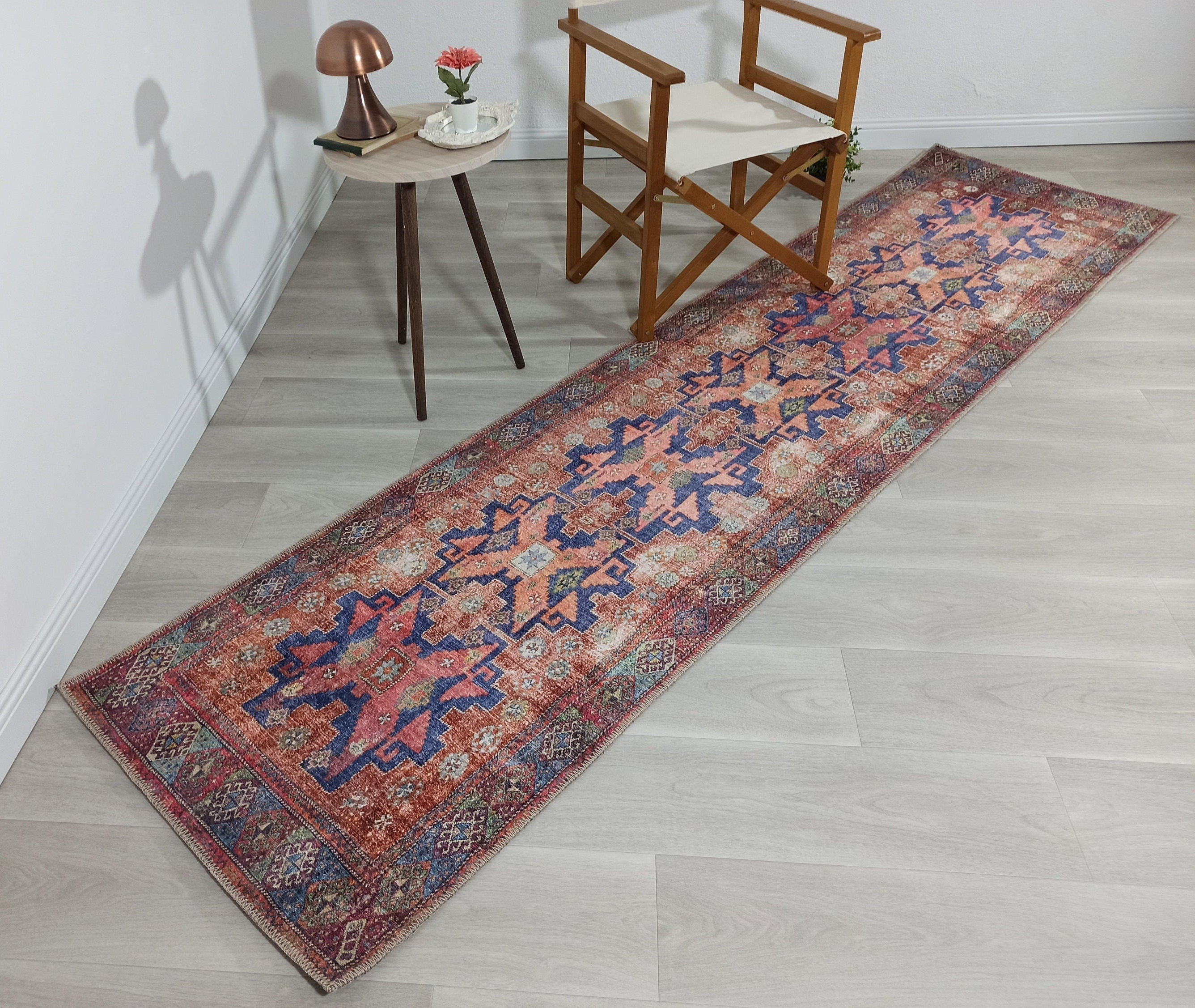 Fedra Runner Turkish Muted Red Pink Runner Rug