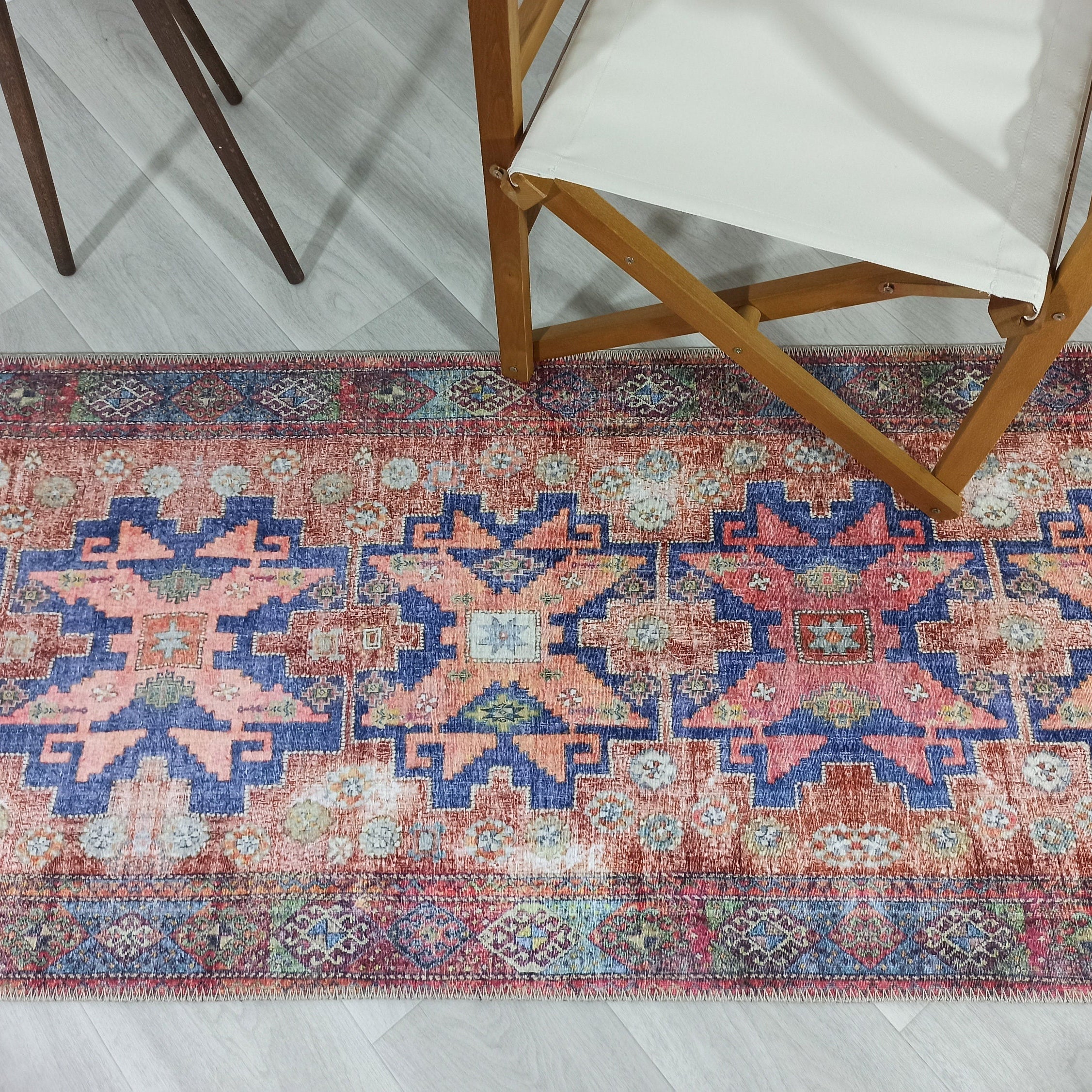 Fedra Runner Turkish Muted Red Pink Runner Rug