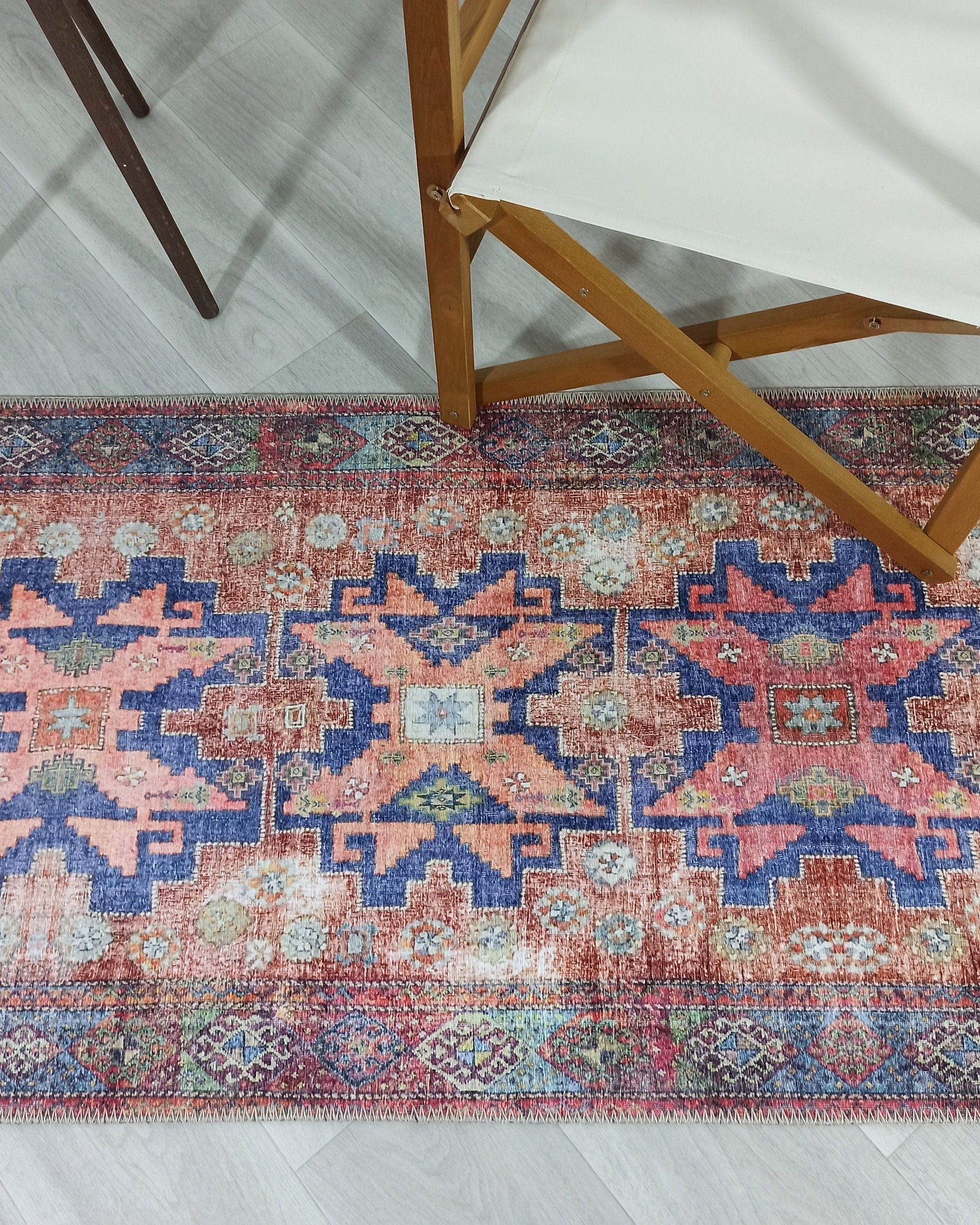 Fedra Runner Turkish Muted Red Pink Runner Rug