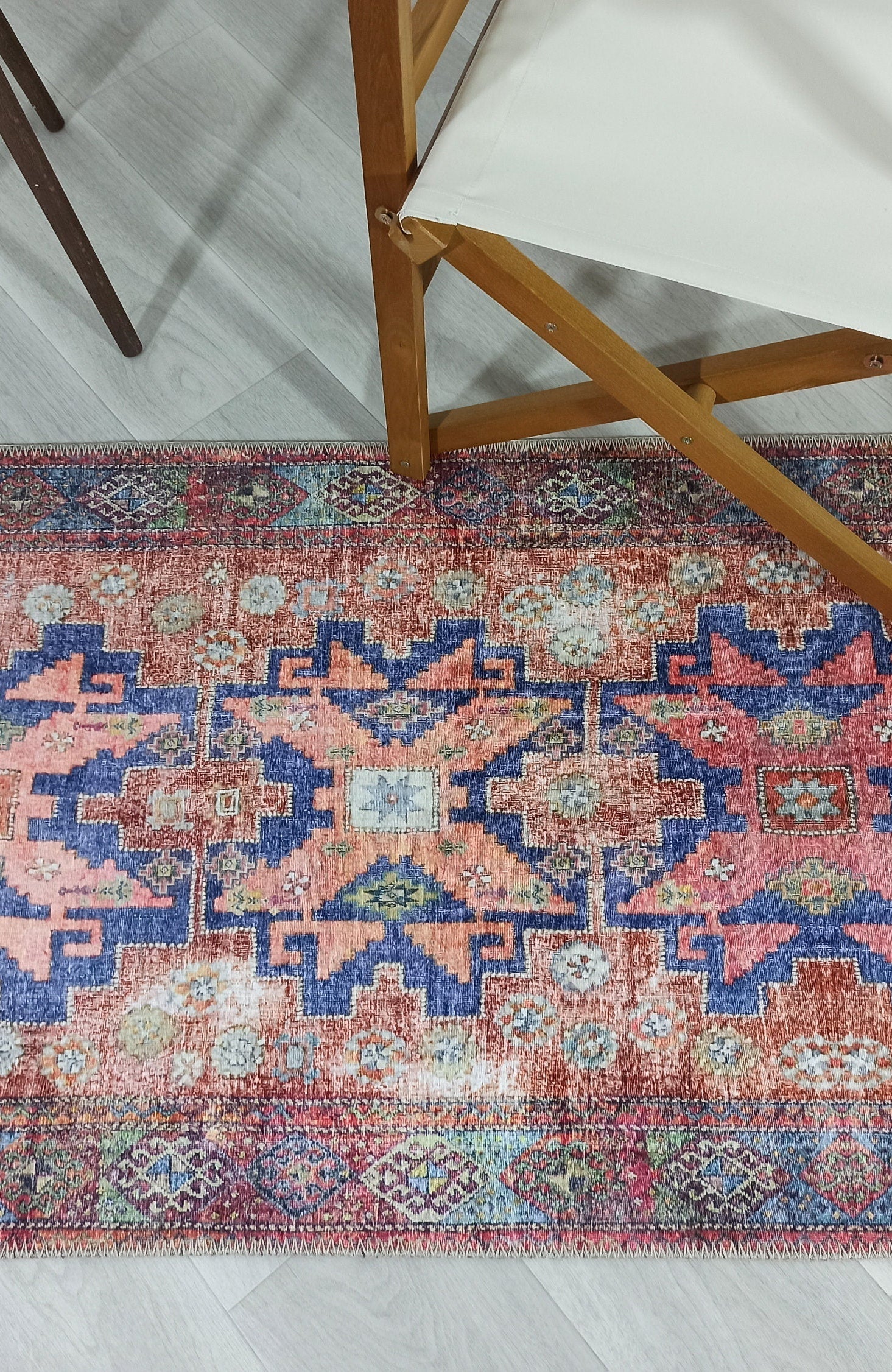 Fedra Runner Turkish Muted Red Pink Runner Rug