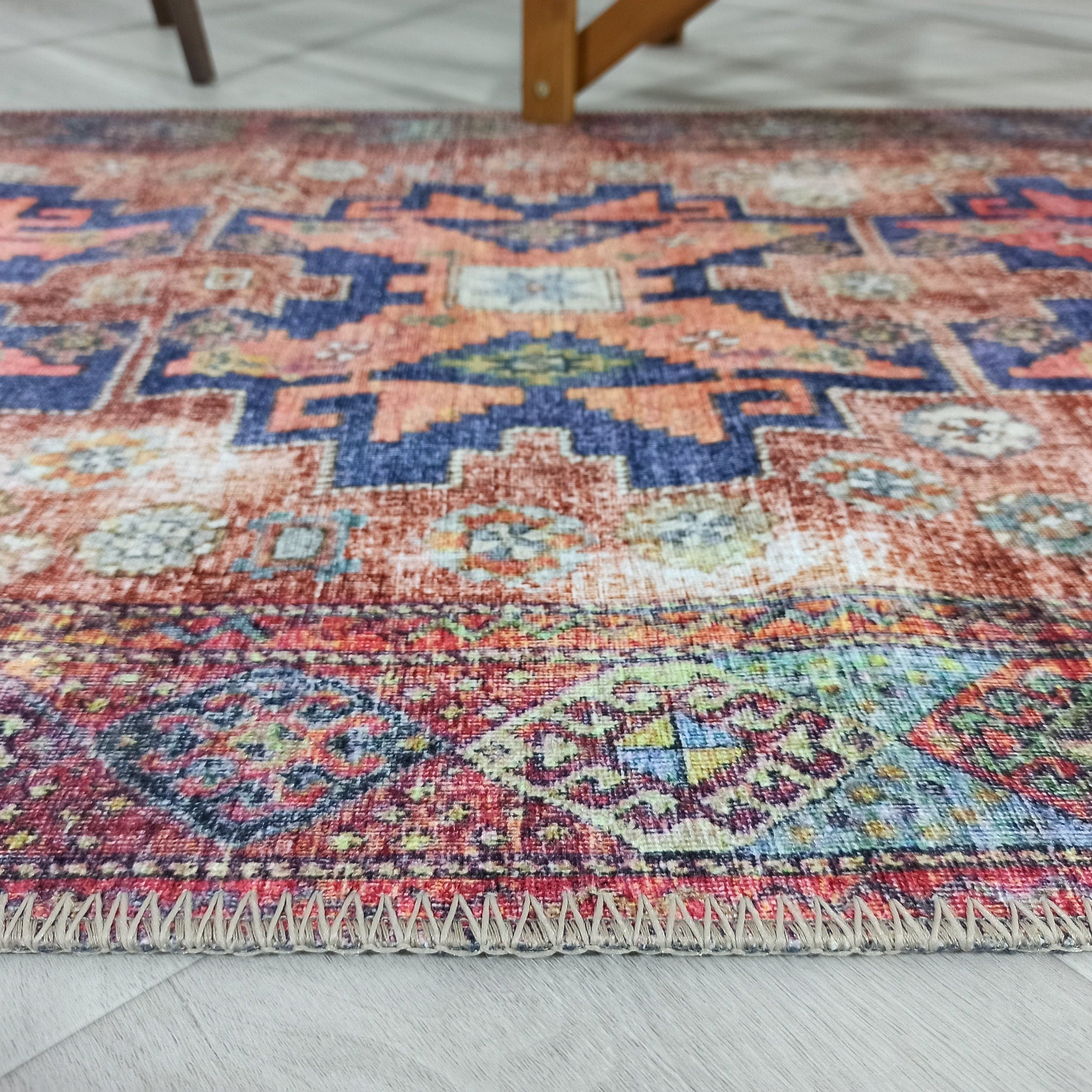 Fedra Runner Turkish Muted Red Pink Runner Rug