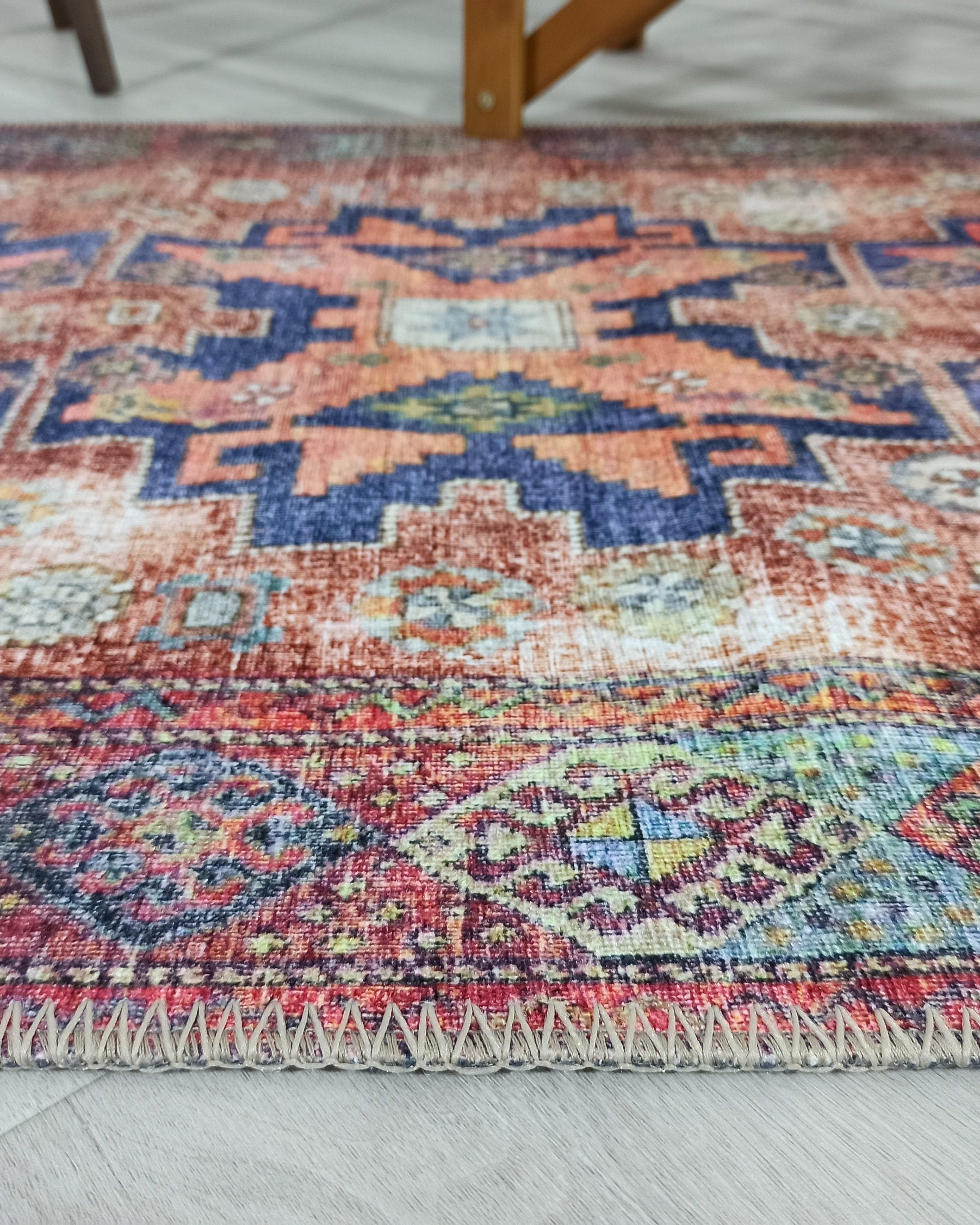 Fedra Runner Turkish Muted Red Pink Runner Rug