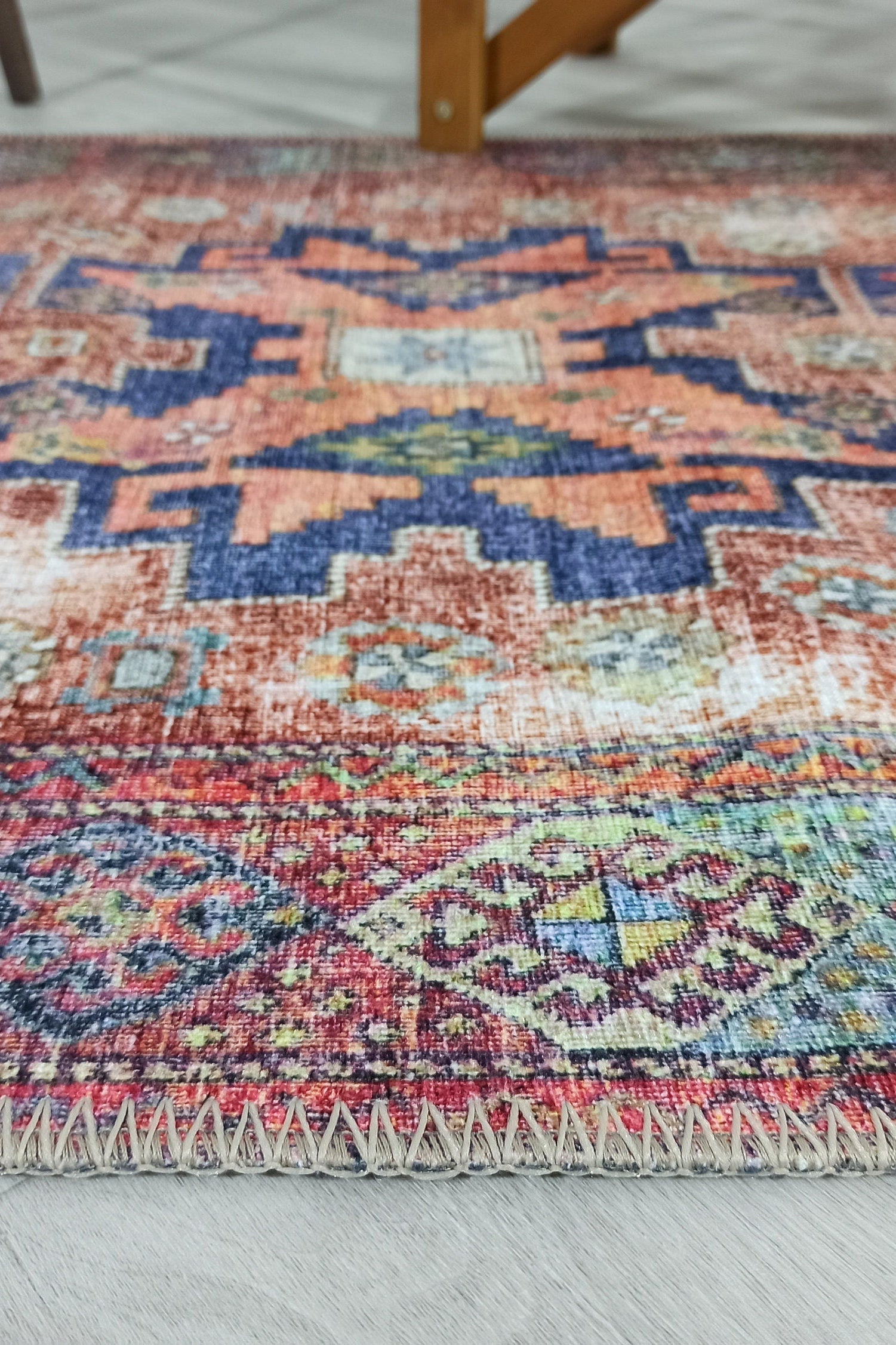 Fedra Runner Turkish Muted Red Pink Runner Rug