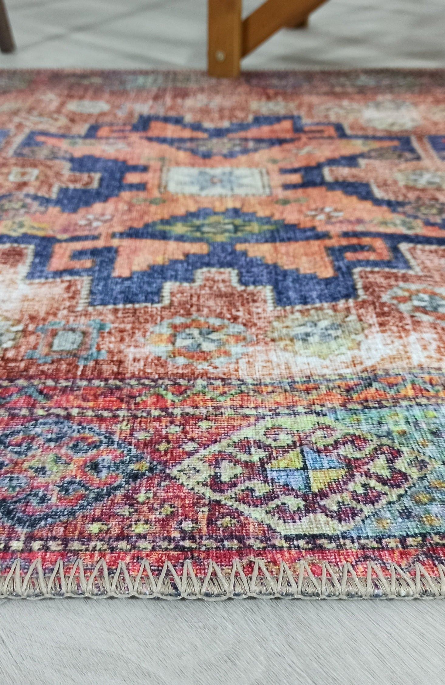 Fedra Runner Turkish Muted Red Pink Runner Rug