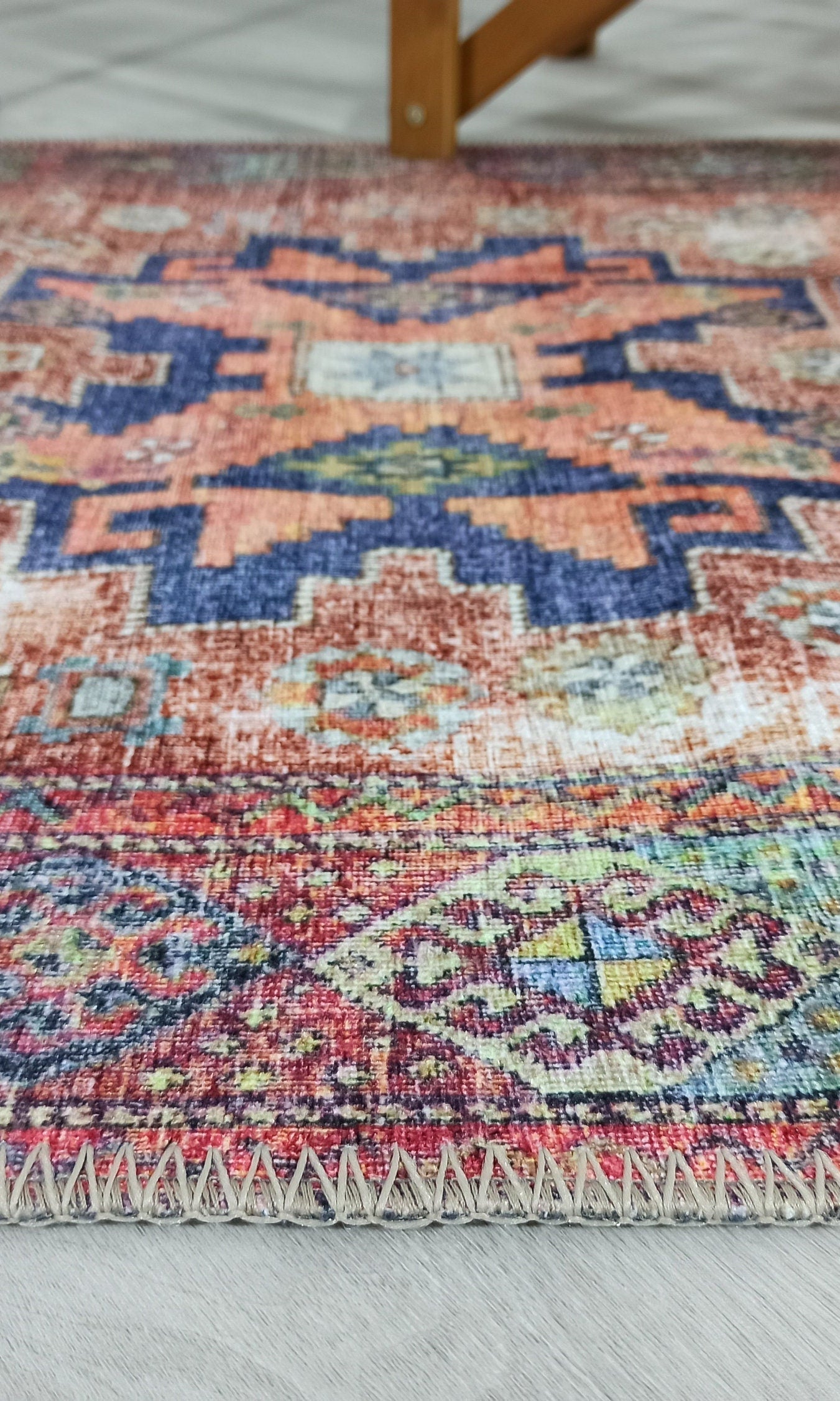 Fedra Runner Turkish Muted Red Pink Runner Rug