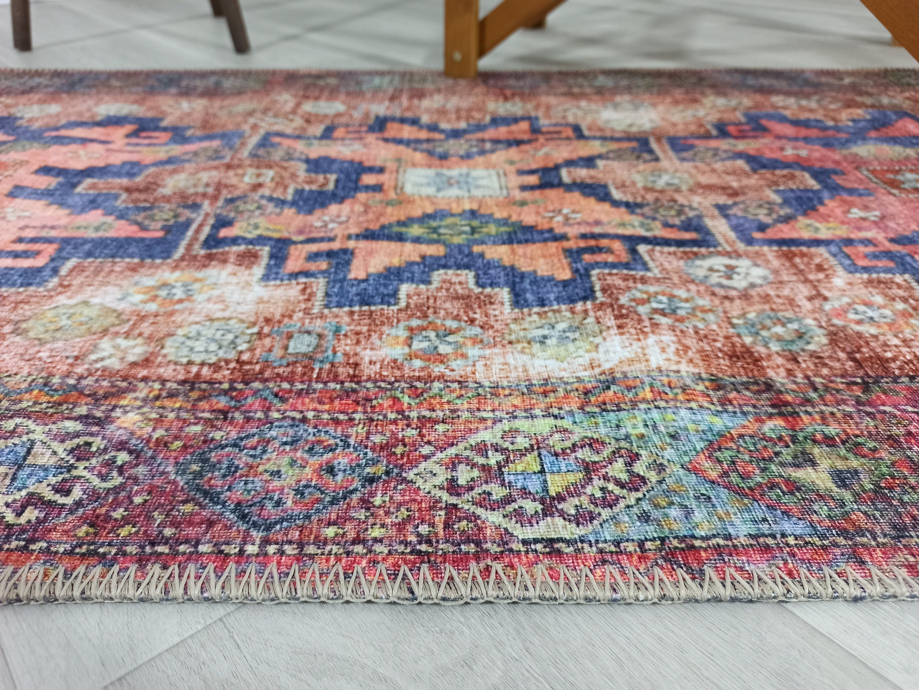 Fedra Runner Turkish Muted Red Pink Runner Rug