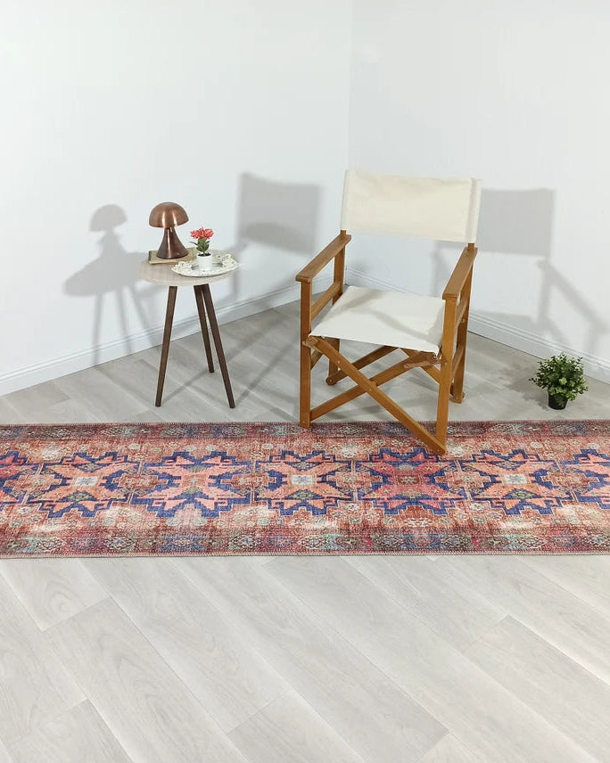 Fedra Runner Turkish Muted Red Pink Runner Rug