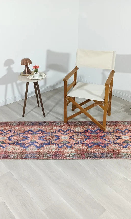 Fedra Runner Turkish Muted Red Pink Runner Rug