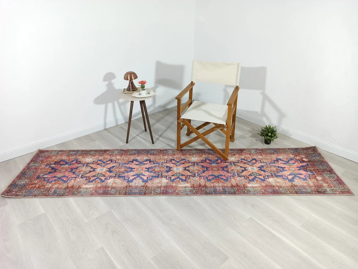 Fedra Runner Turkish Muted Red Pink Runner Rug