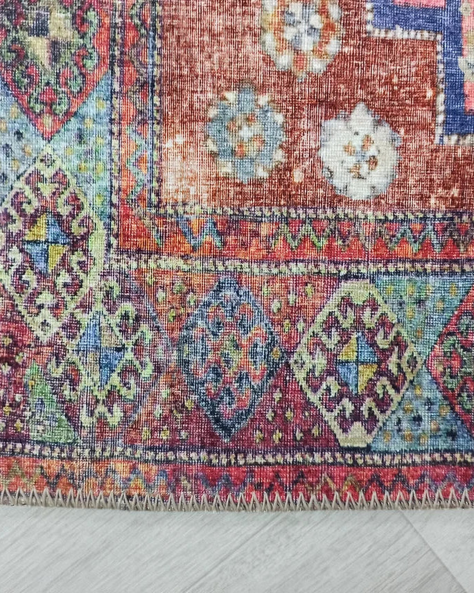 Fedra Runner Turkish Muted Red Pink Runner Rug