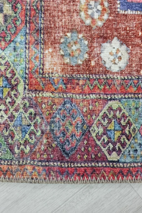 Fedra Runner Turkish Muted Red Pink Runner Rug