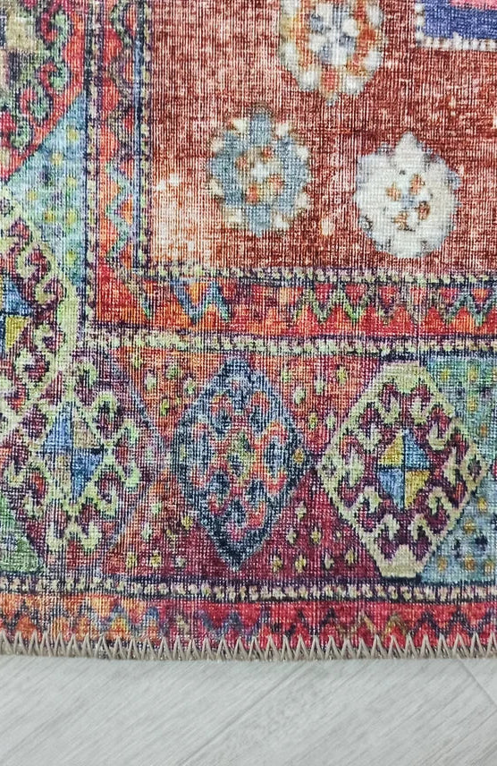 Fedra Runner Turkish Muted Red Pink Runner Rug