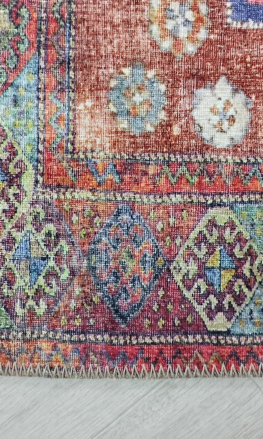 Fedra Runner Turkish Muted Red Pink Runner Rug