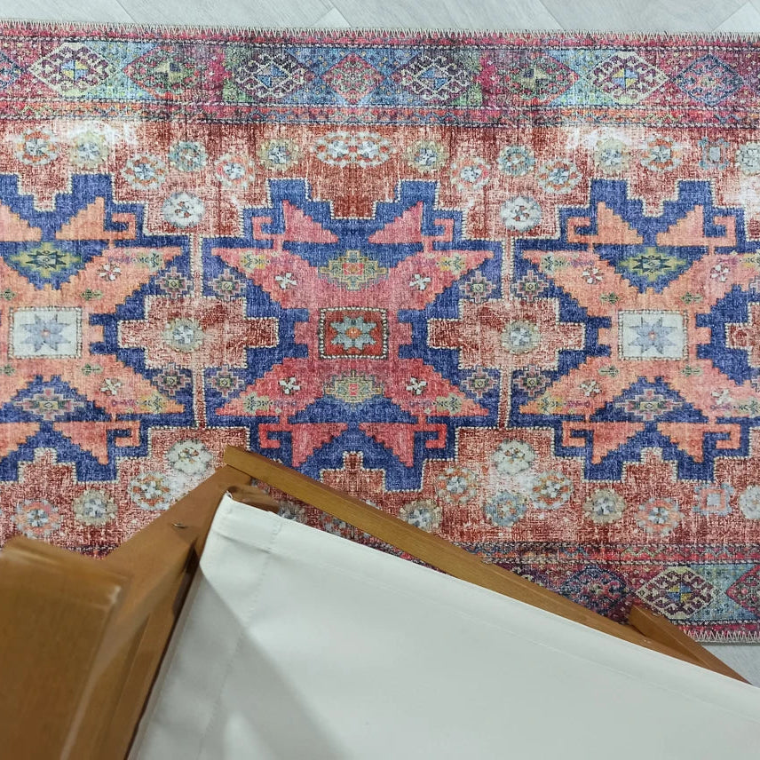 Fedra Runner Turkish Muted Red Pink Runner Rug