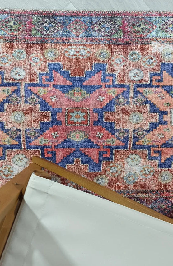 Fedra Runner Turkish Muted Red Pink Runner Rug