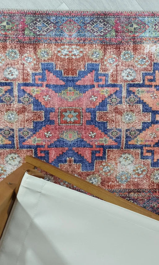 Fedra Runner Turkish Muted Red Pink Runner Rug