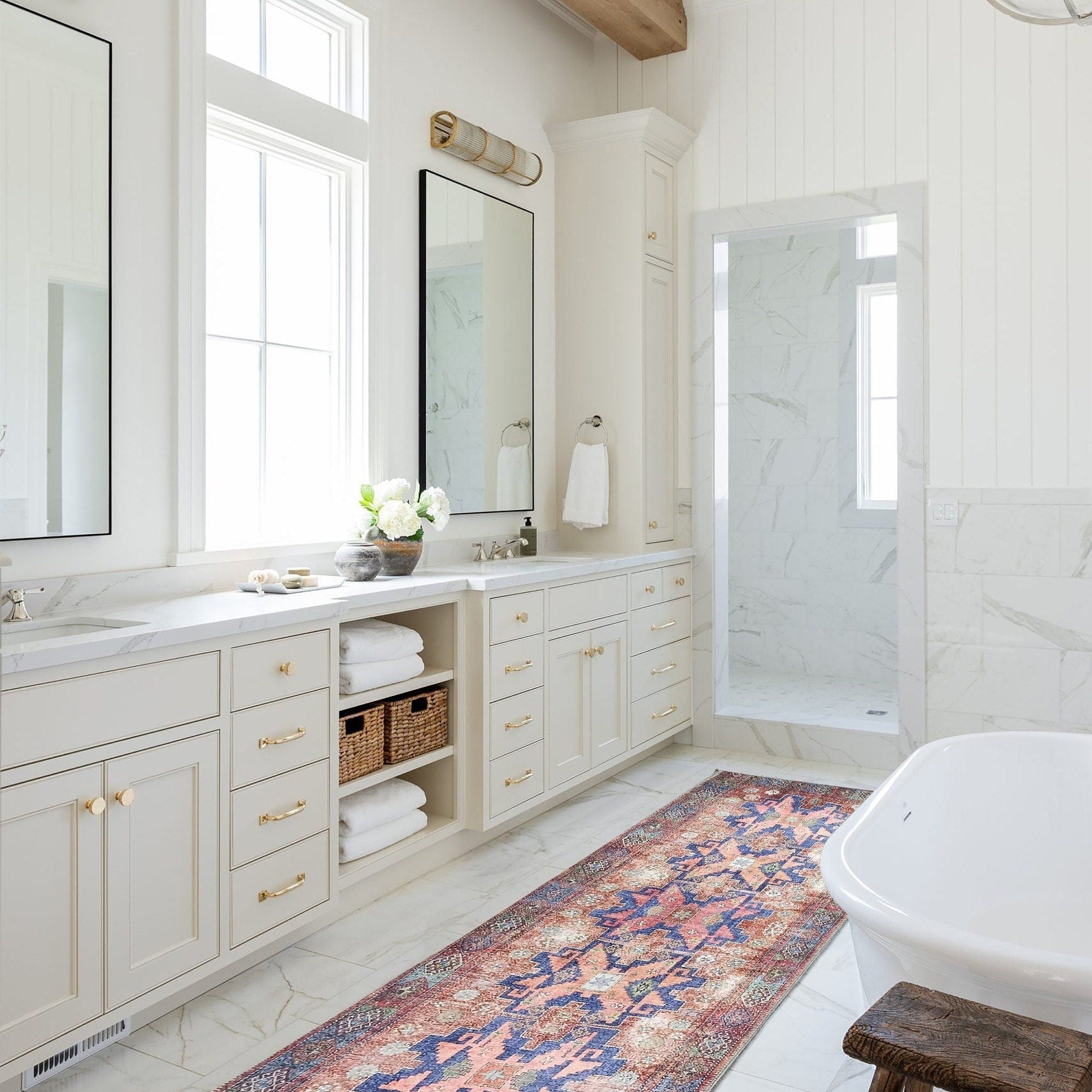 Fedra Runner Turkish Muted Red Pink Runner Rug