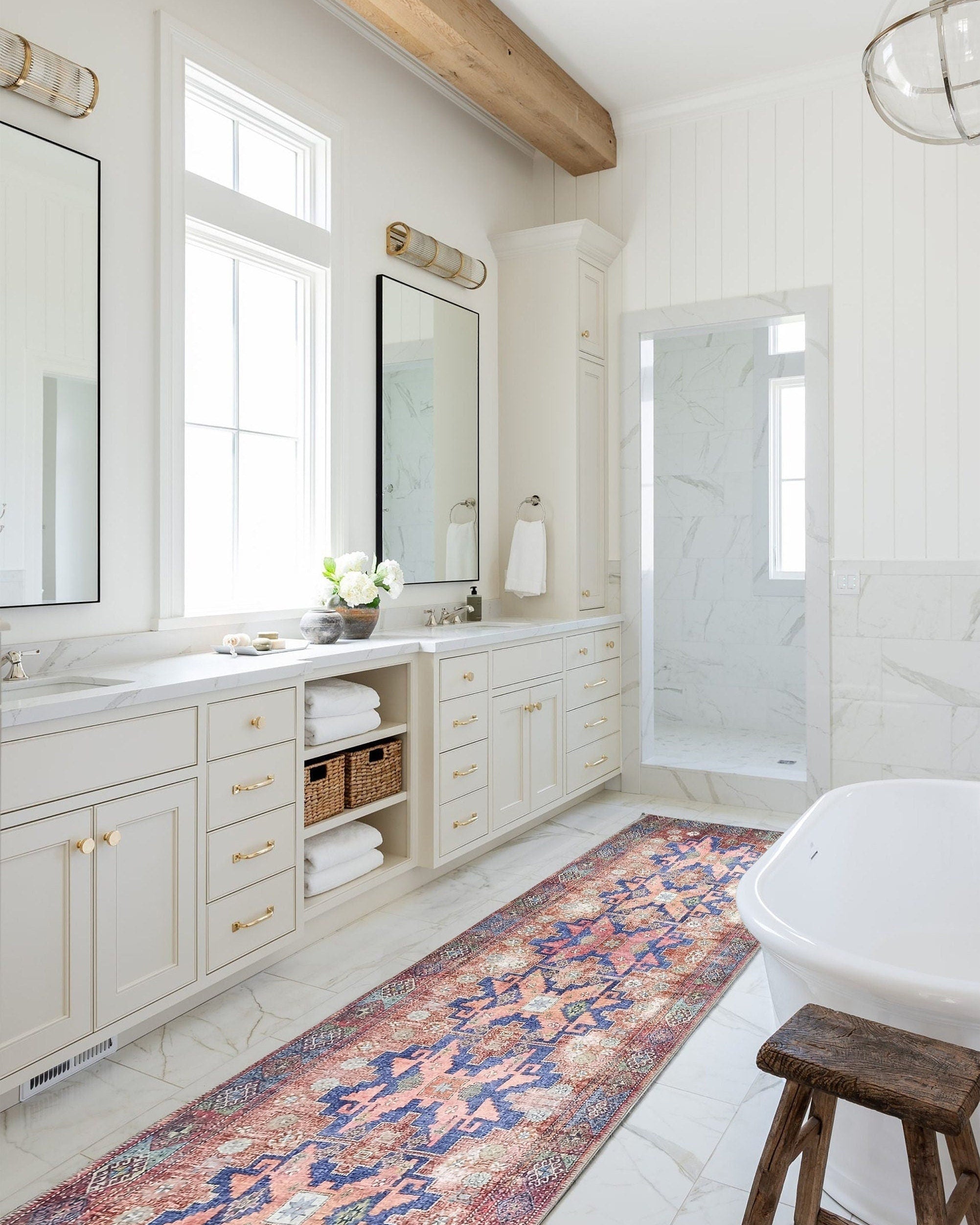 Fedra Runner Turkish Muted Red Pink Runner Rug