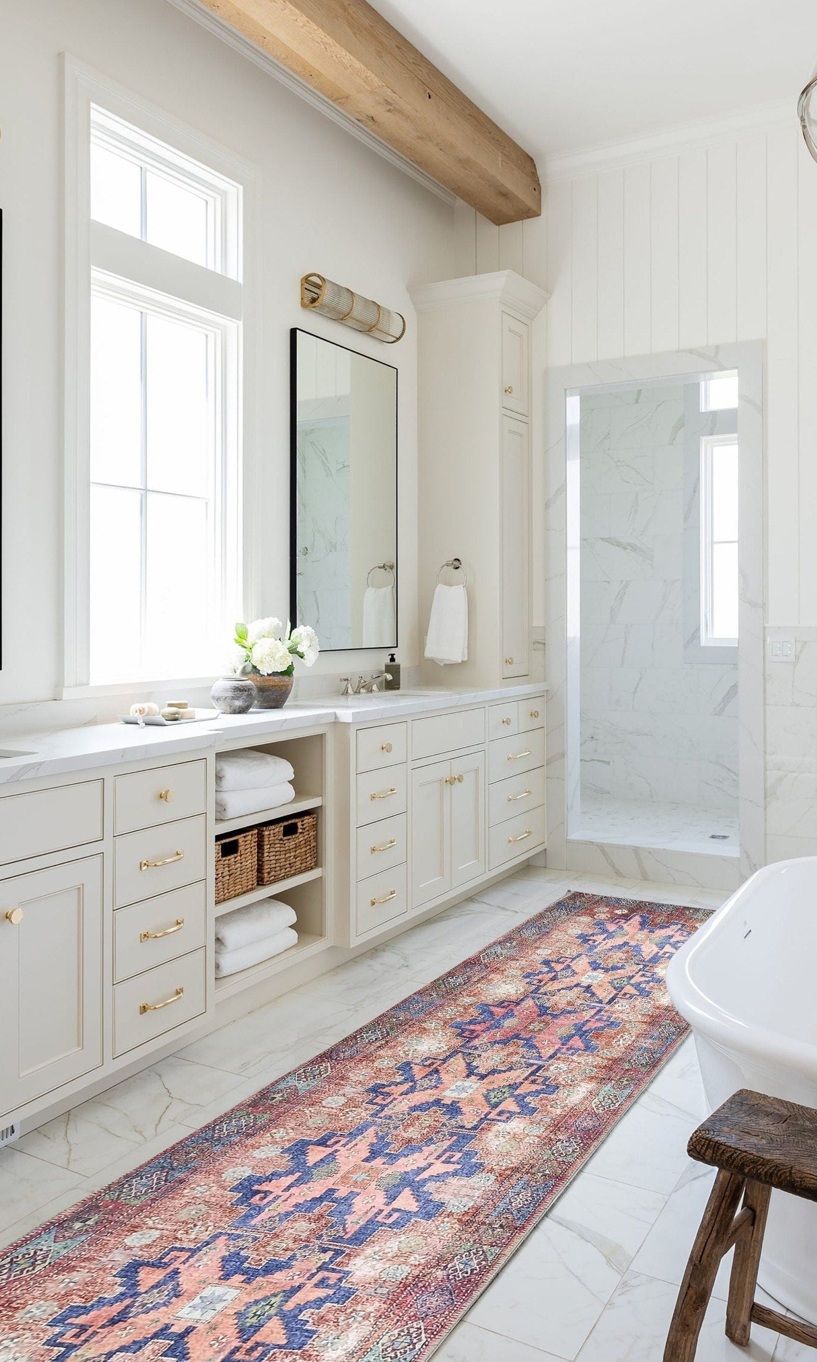 Fedra Runner Turkish Muted Red Pink Runner Rug