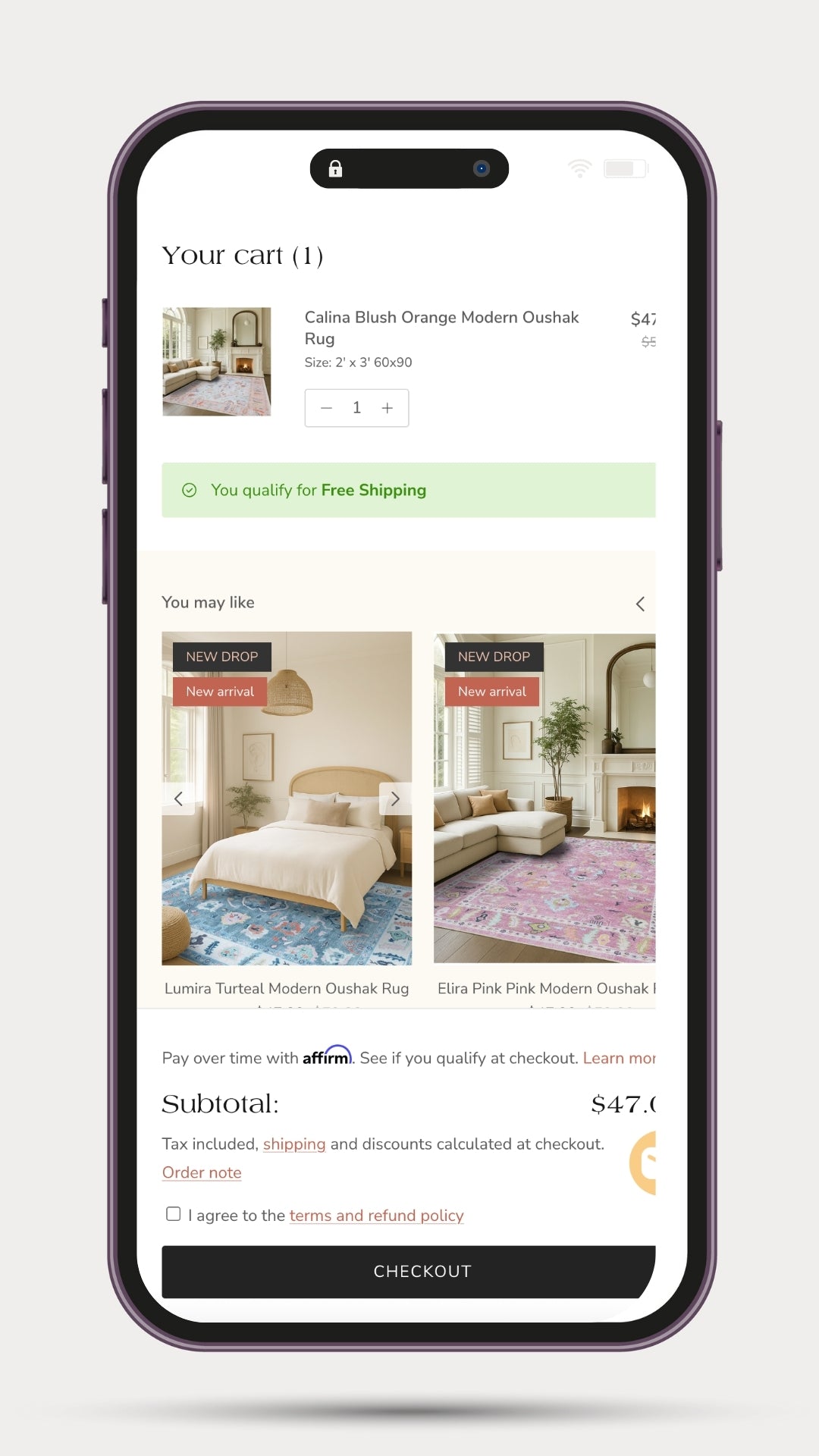 Fill your cart - Fame Rugs x Affirm