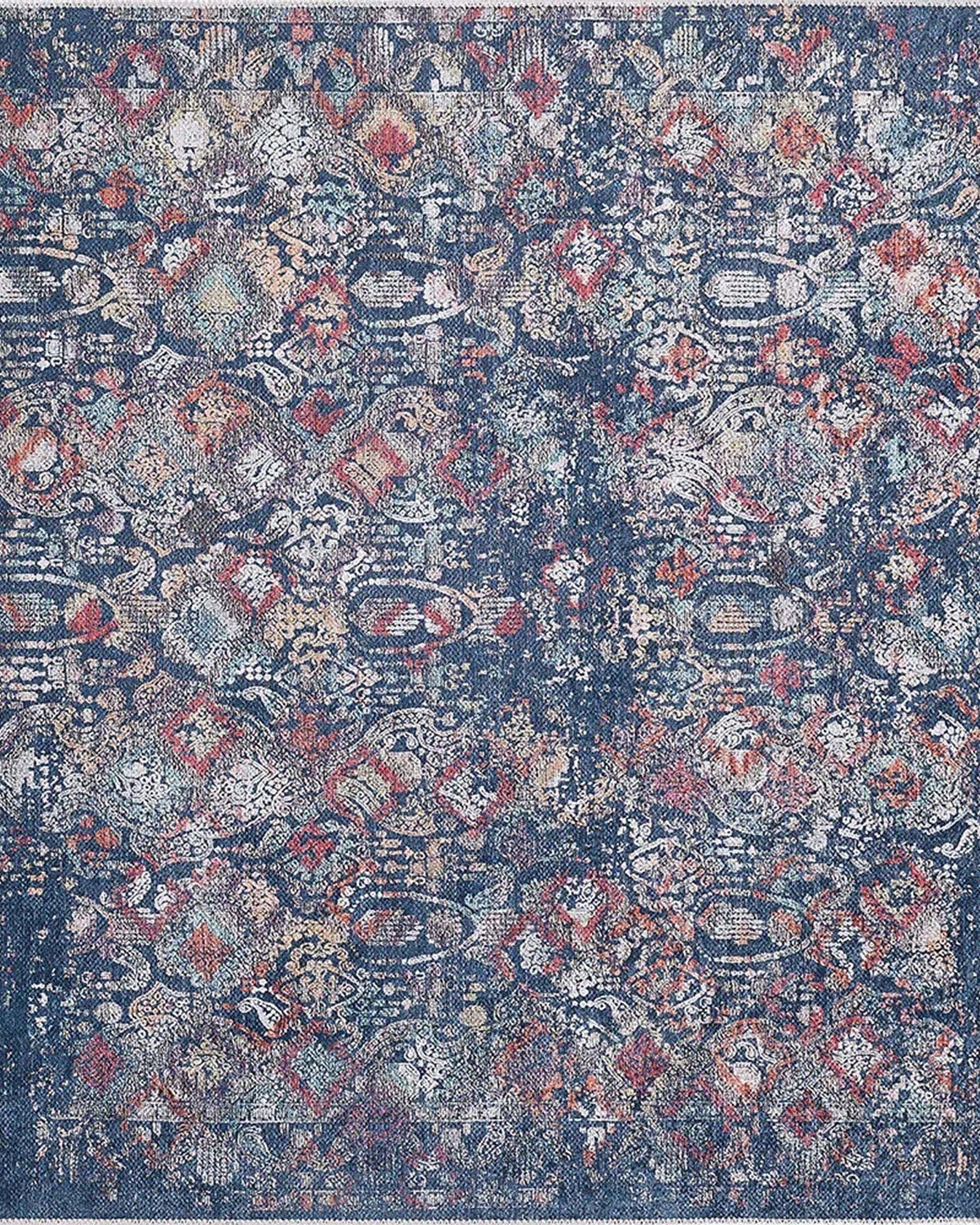 Fiona Floral Turkish Teal Blue Rug