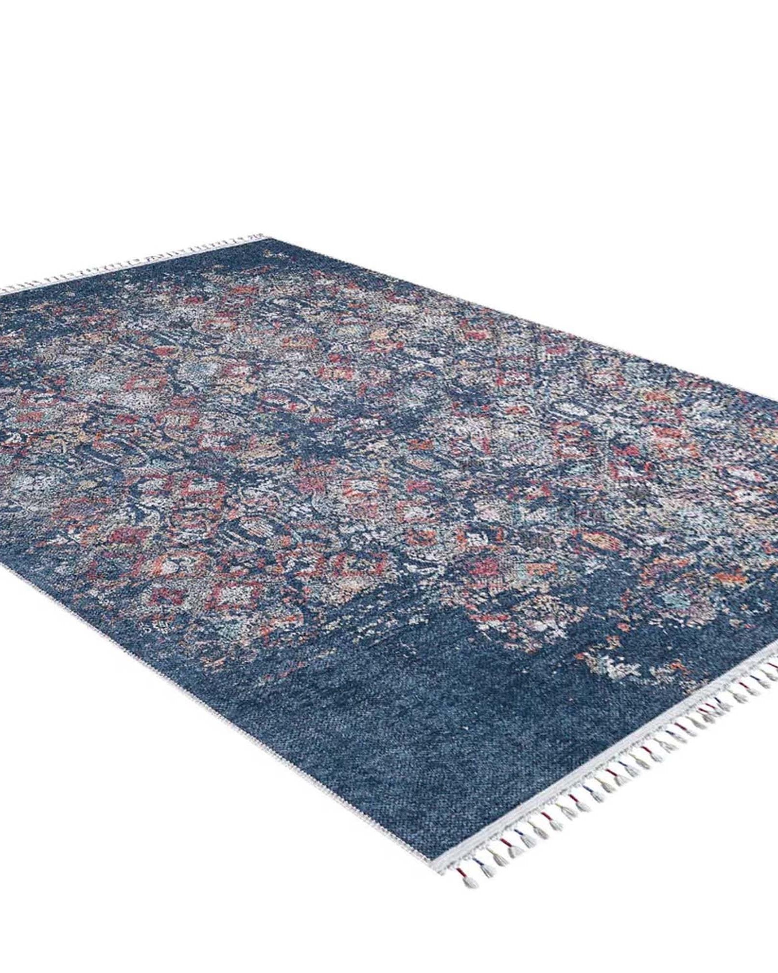 Fiona Floral Turkish Teal Blue Rug