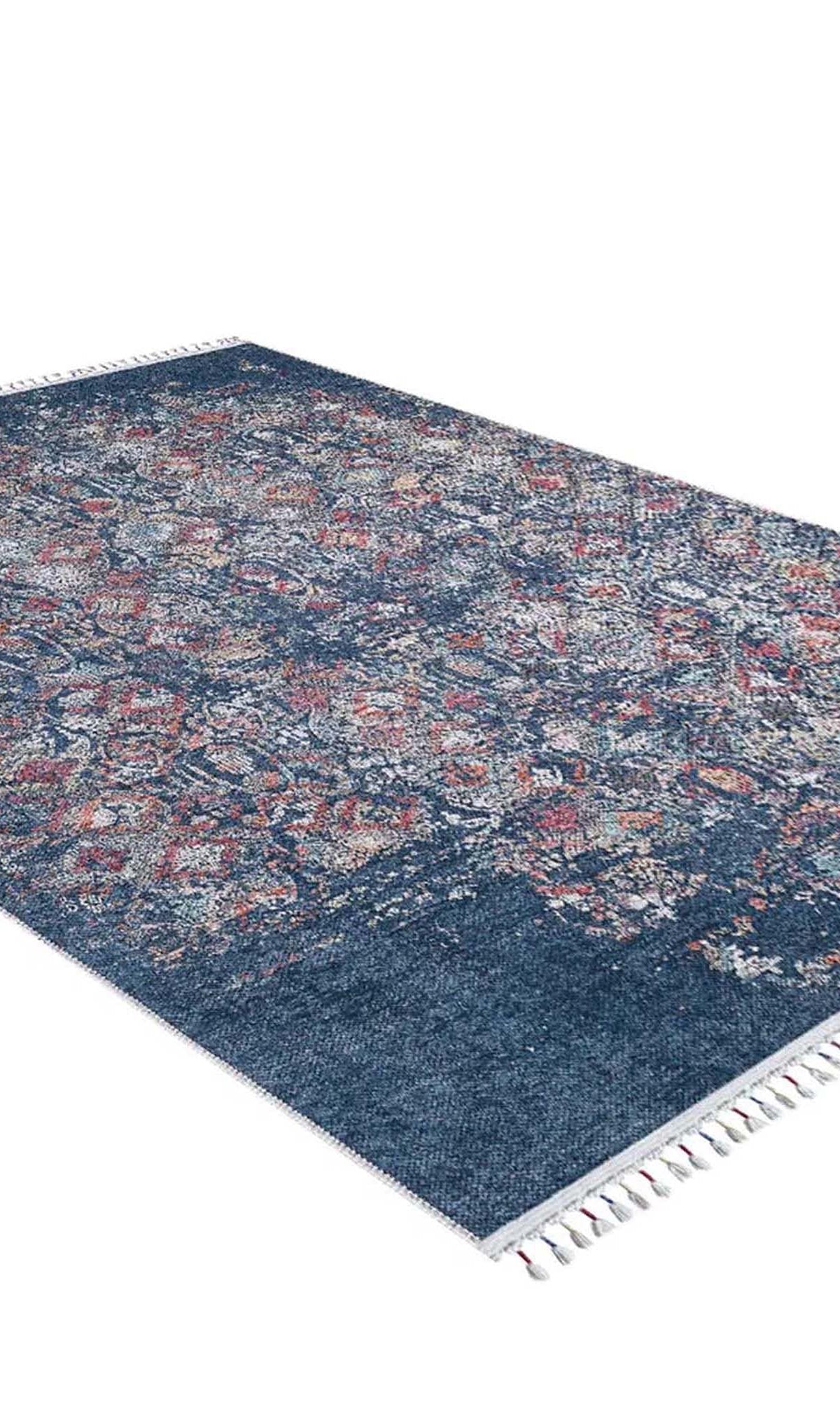 Fiona Floral Turkish Teal Blue Rug