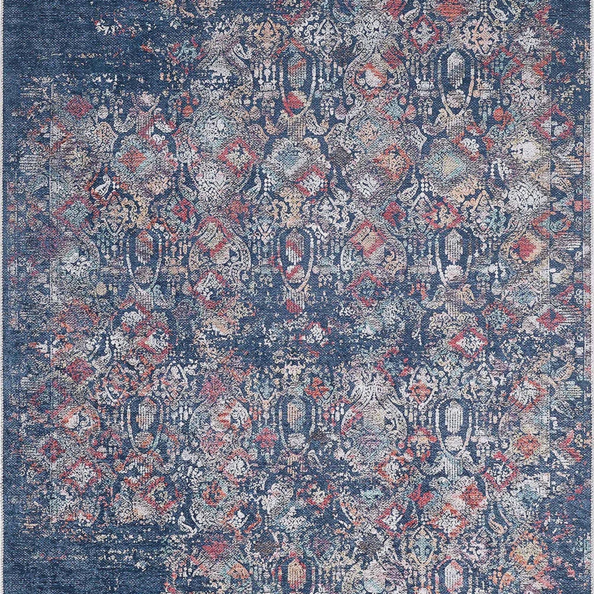 Fiona Floral Turkish Teal Blue Rug