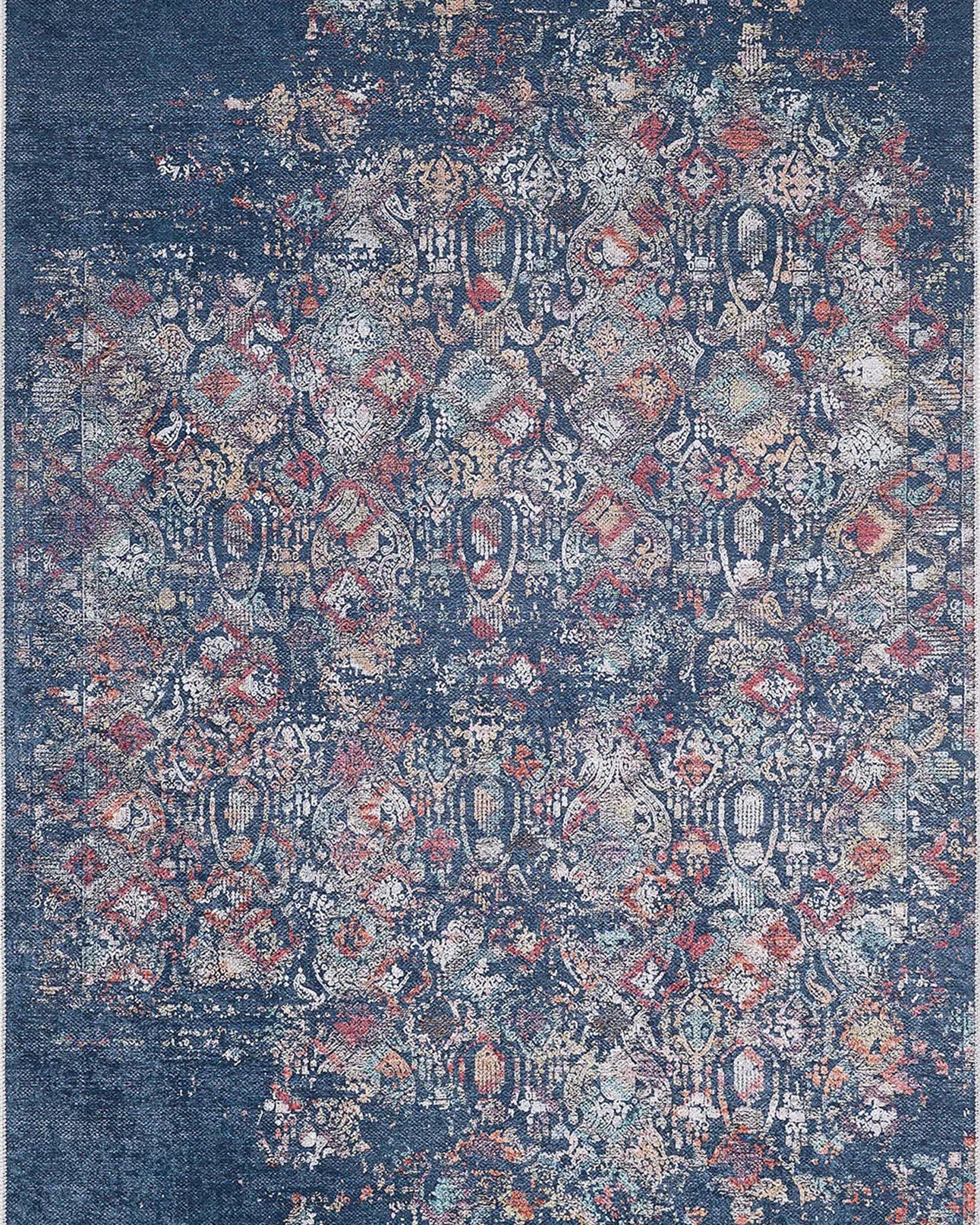 Fiona Floral Turkish Teal Blue Rug