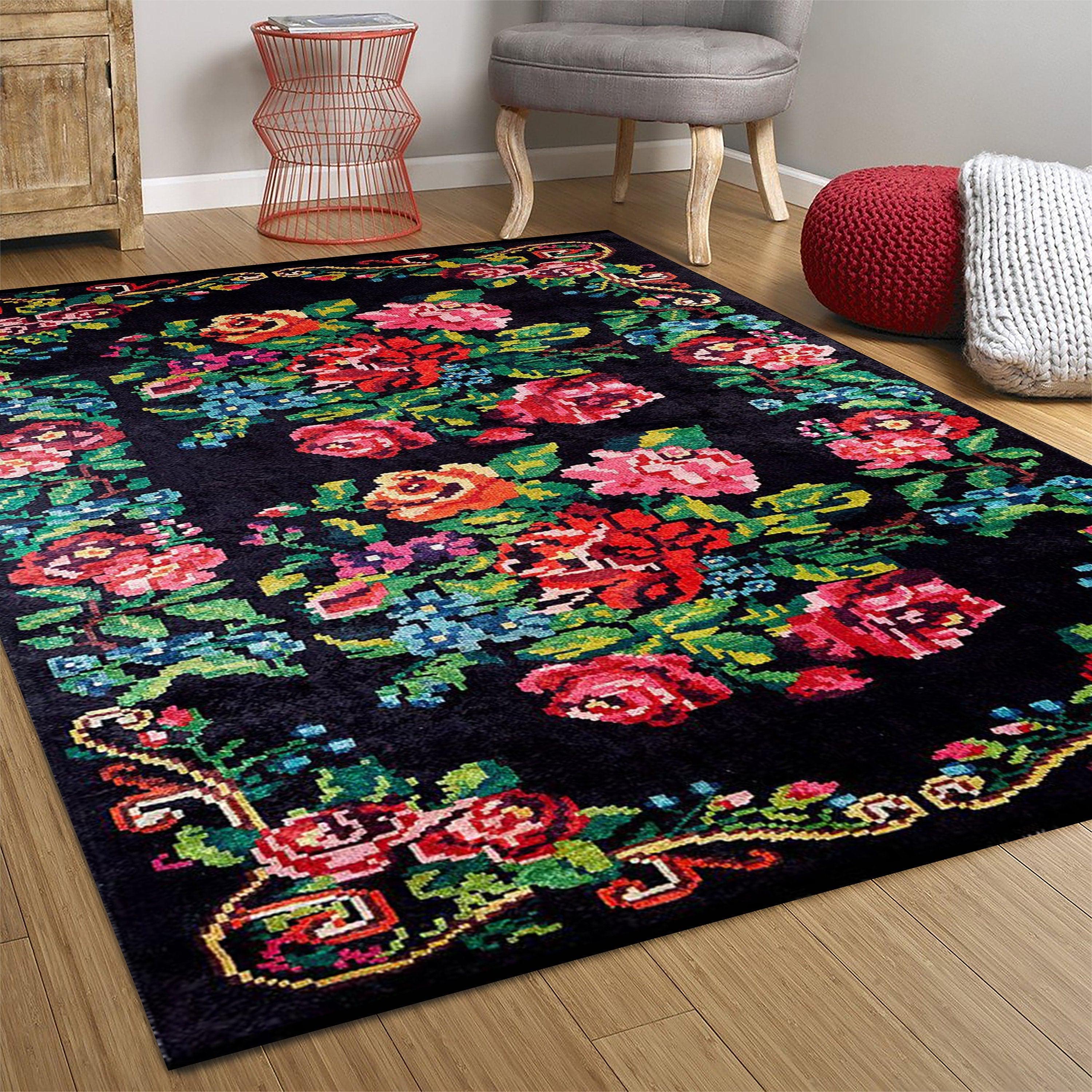 Floria Rose Black Karabagh Kilim Rug