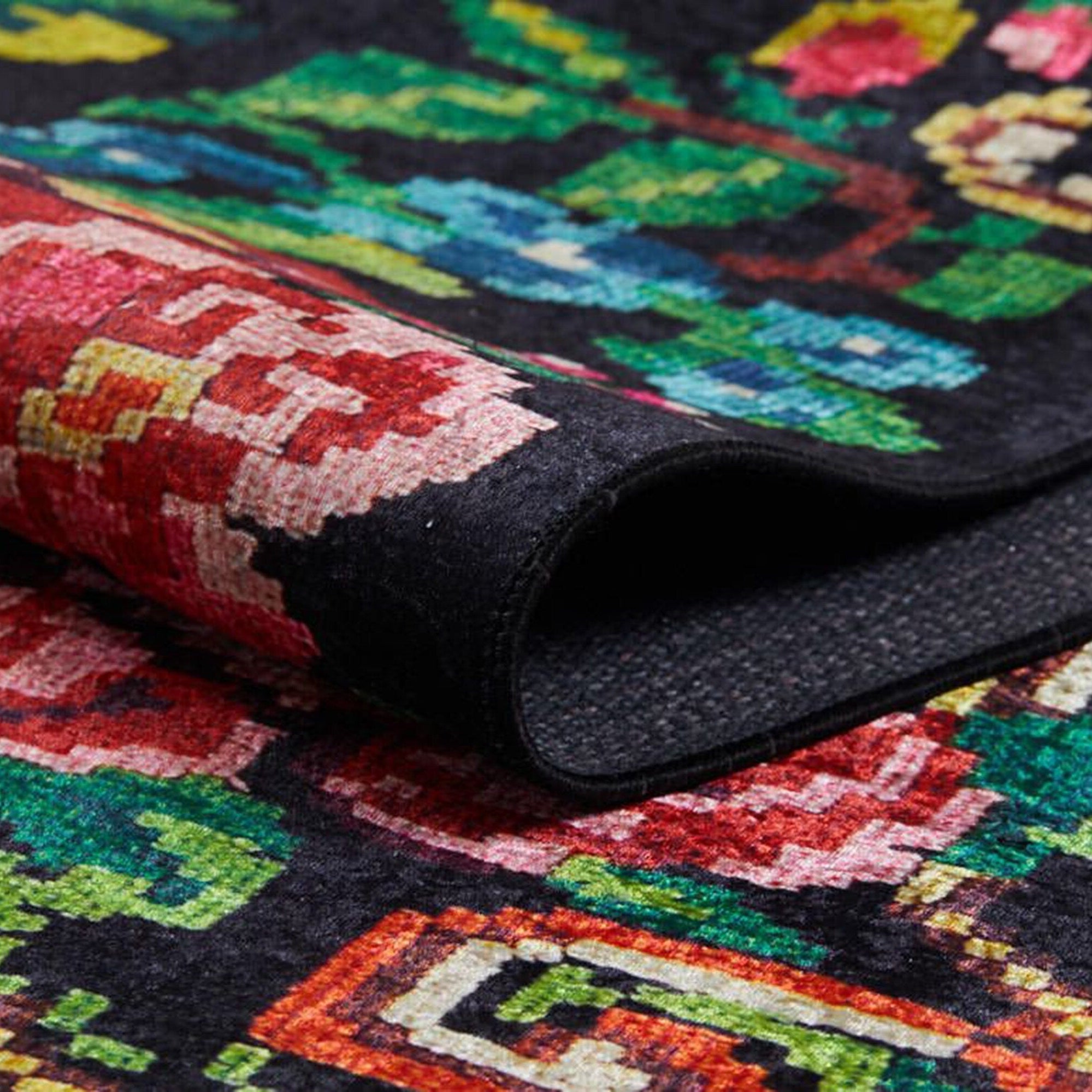 Floria Rose Black Karabagh Kilim Rug