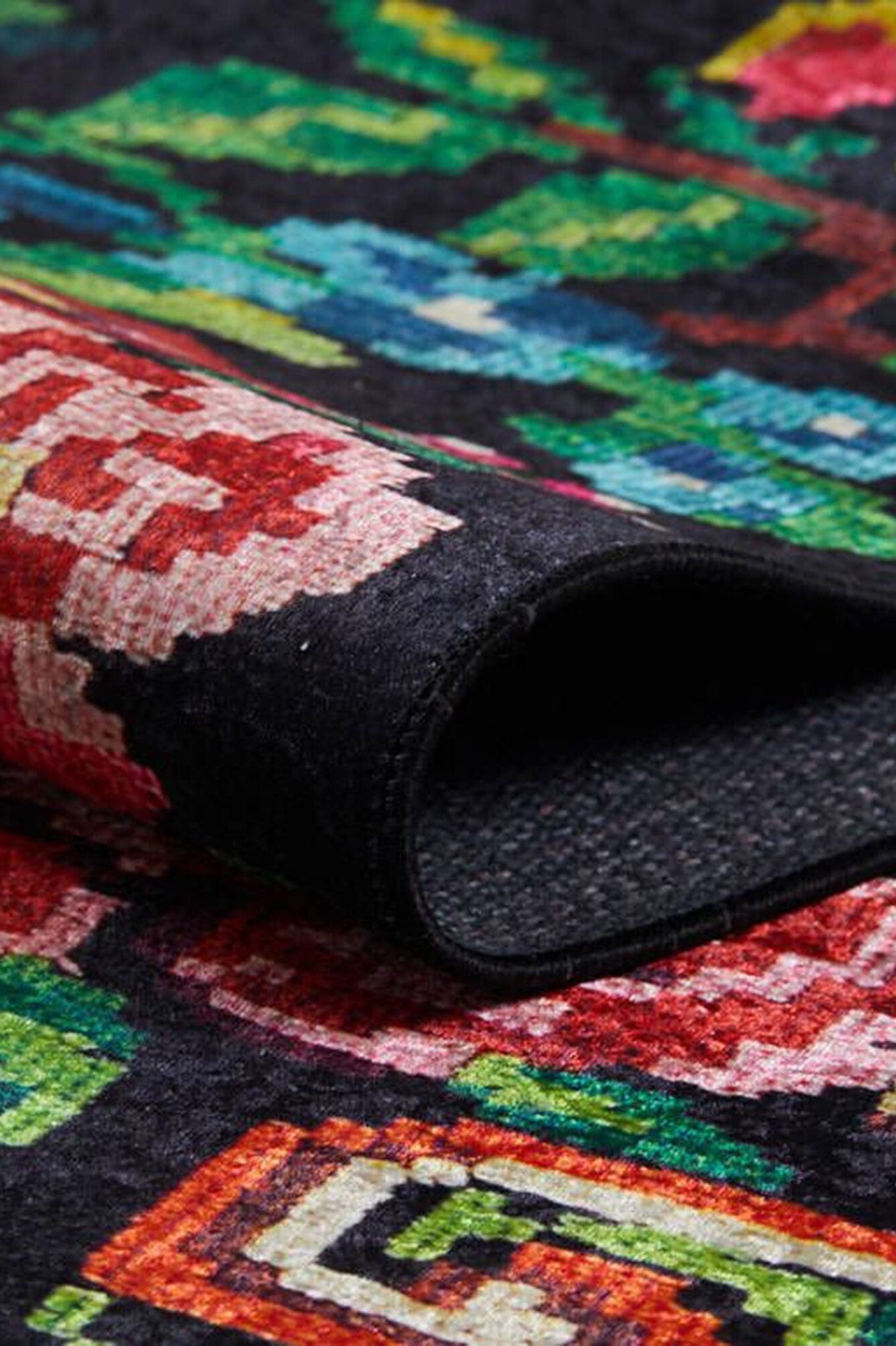 Floria Rose Black Karabagh Kilim Rug