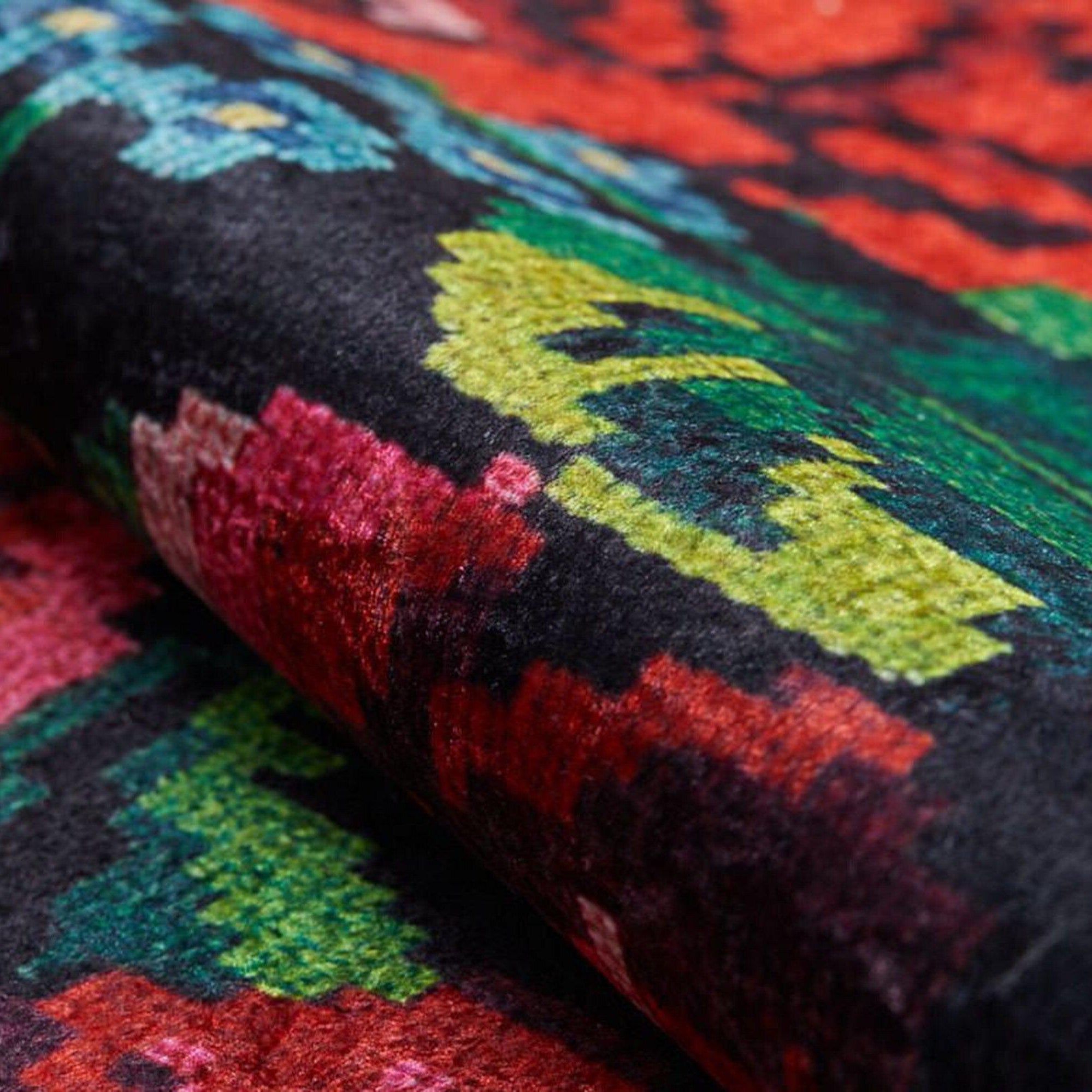 Floria Rose Black Karabagh Kilim Rug