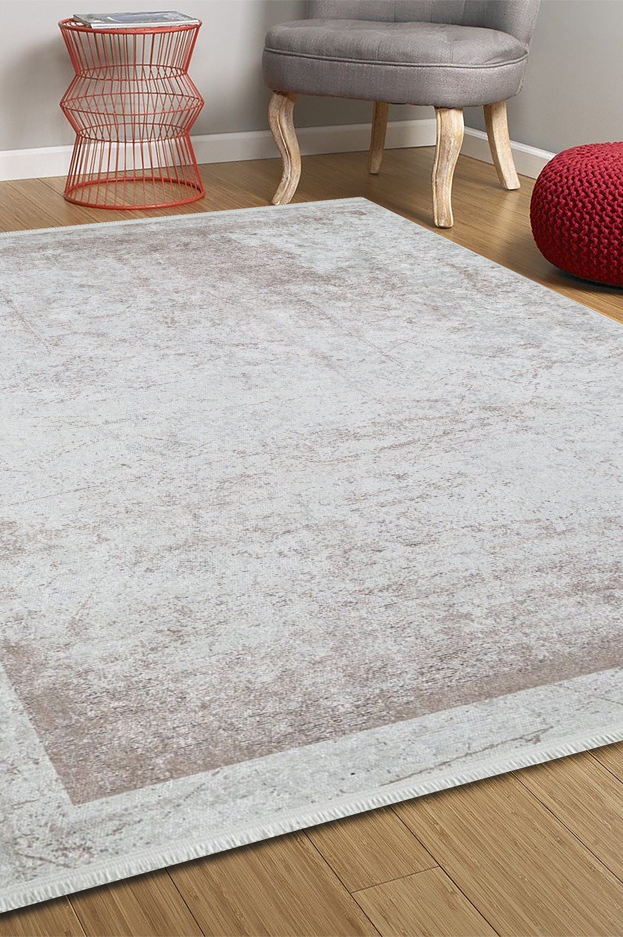 Fona Distressed Turkish Neutral Beige Muted Brown Rug