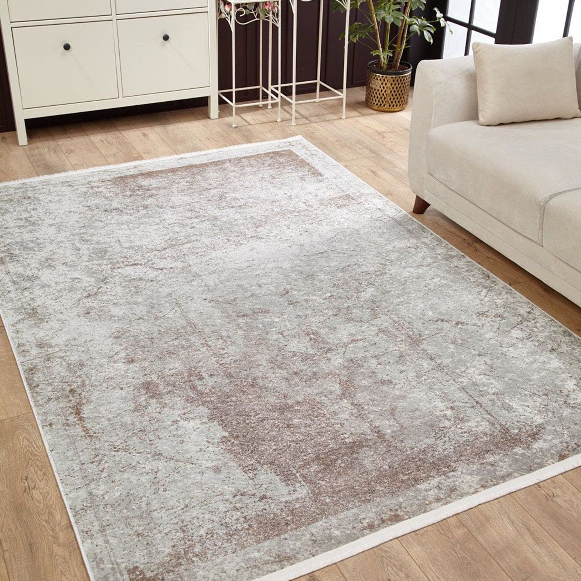 Fona Distressed Turkish Neutral Beige Muted Brown Rug