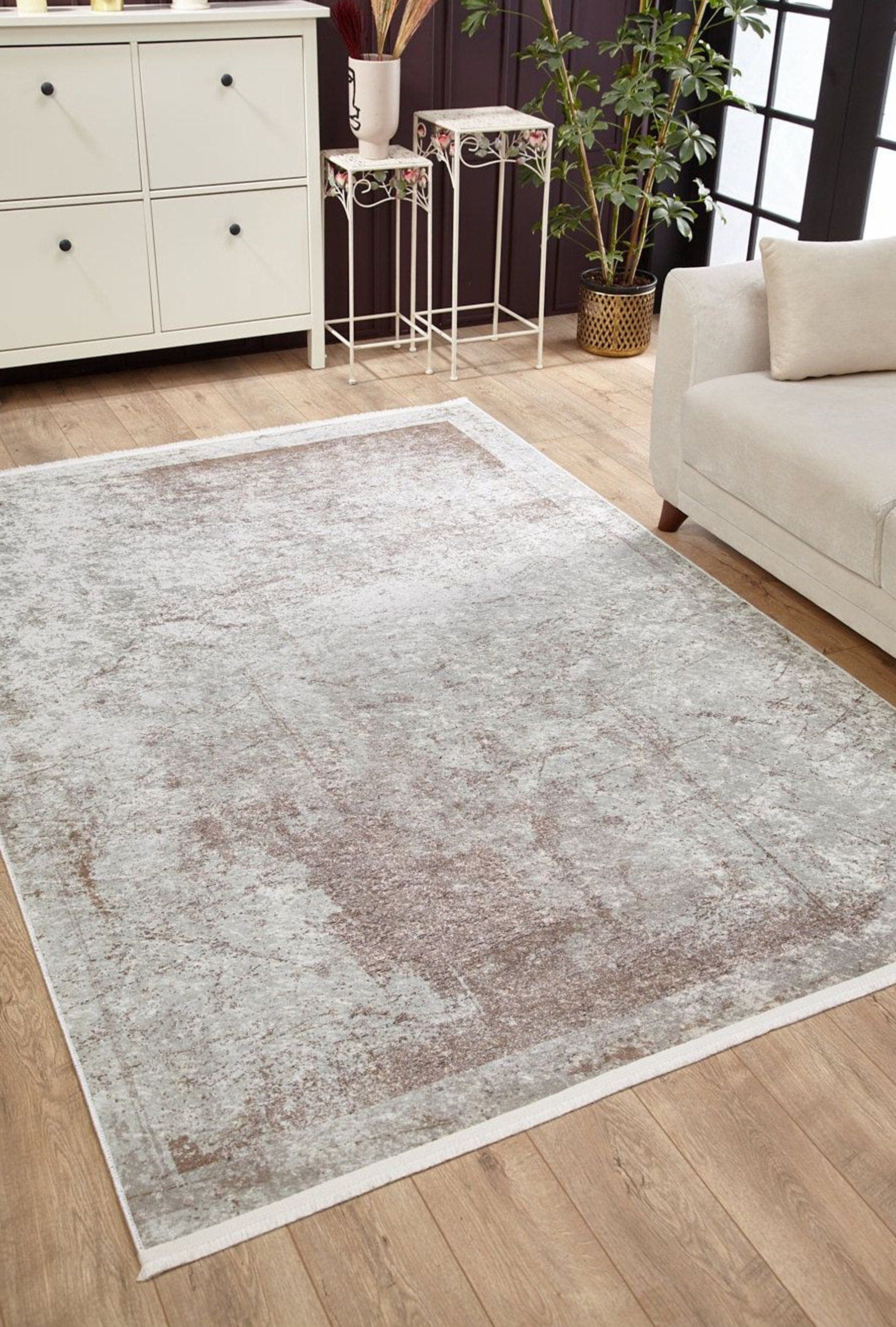 Fona Distressed Turkish Neutral Beige Muted Brown Rug