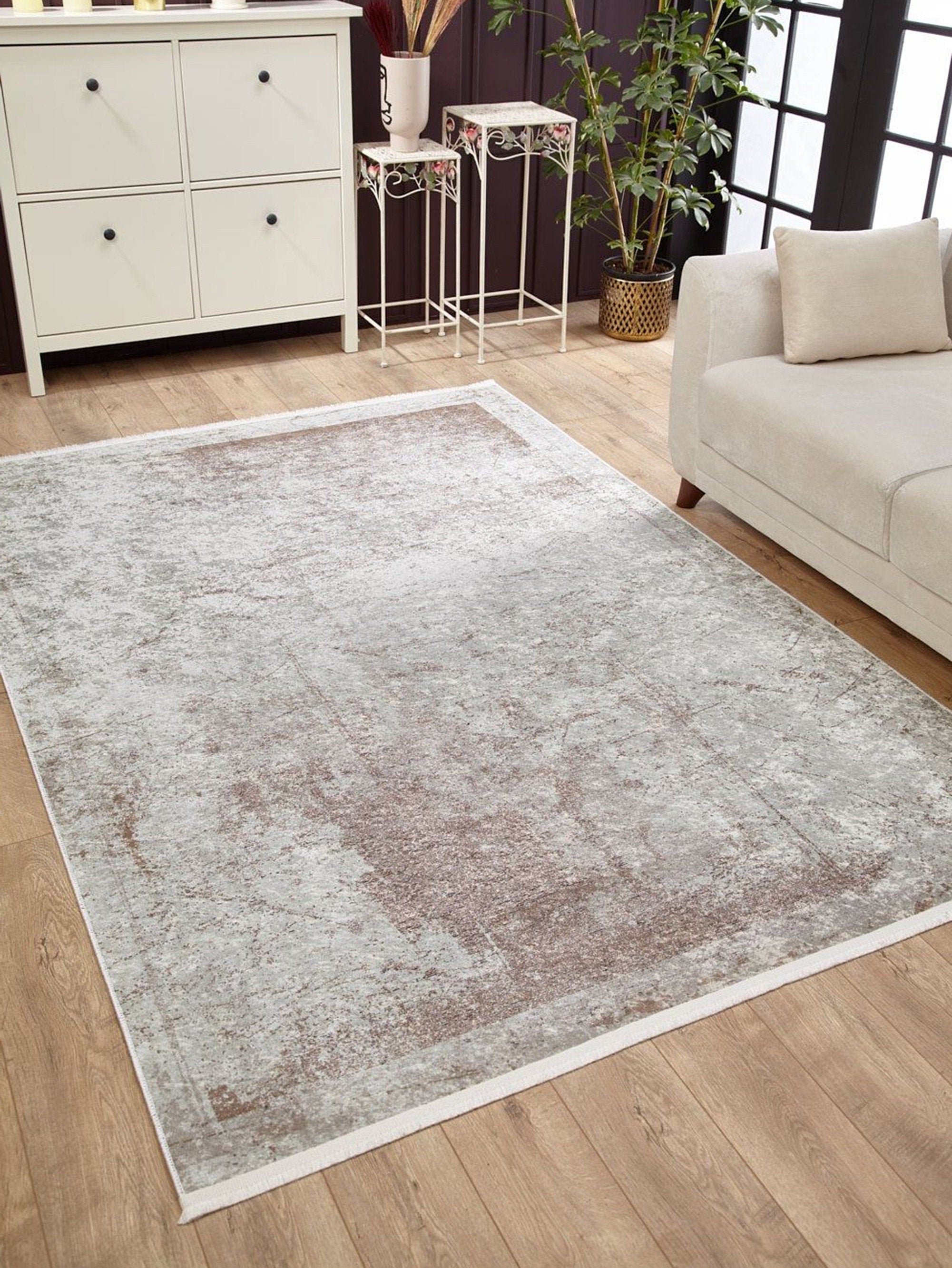 Fona Distressed Turkish Neutral Beige Muted Brown Rug