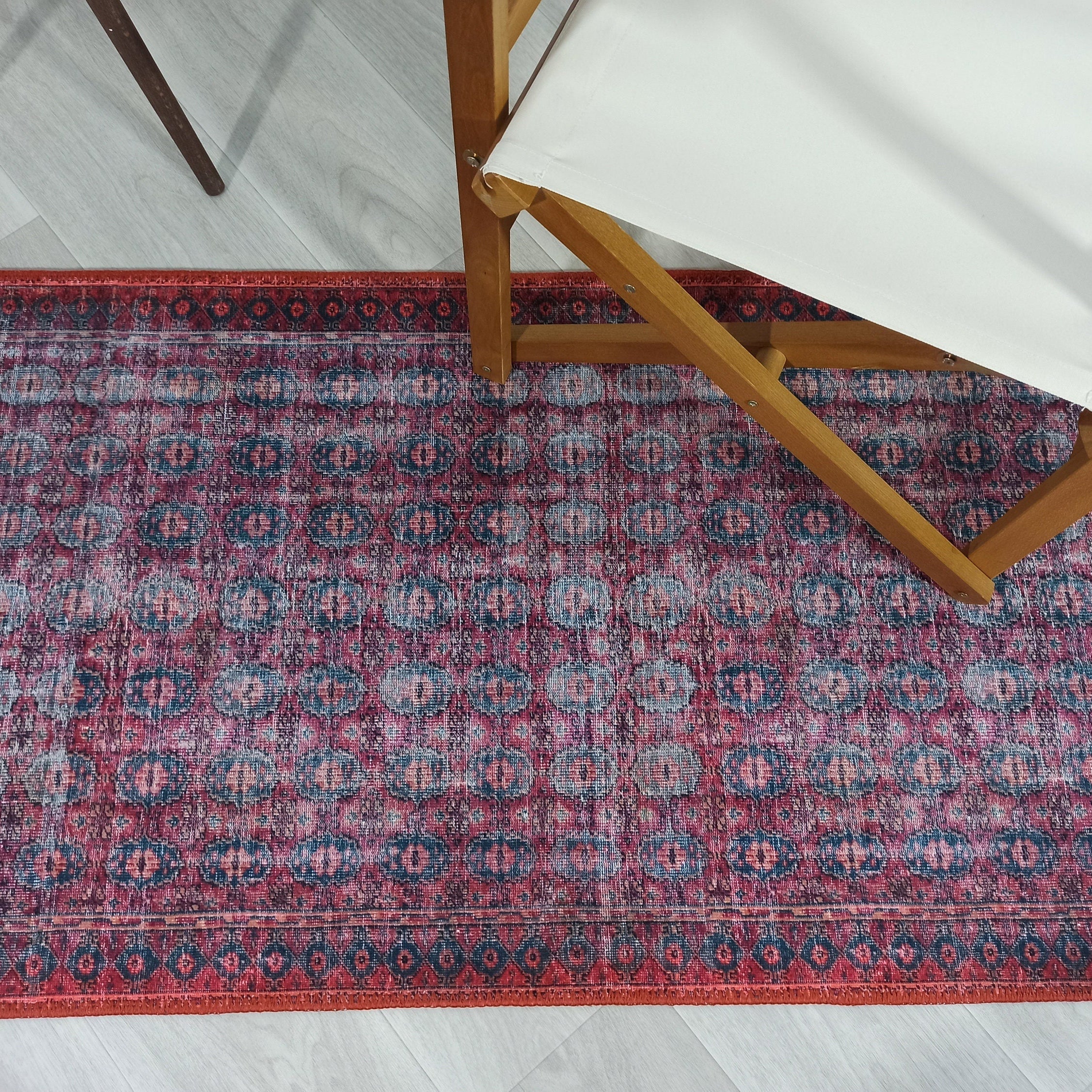 Fulia Rug Distressed Fuchsia Pink Red Rug