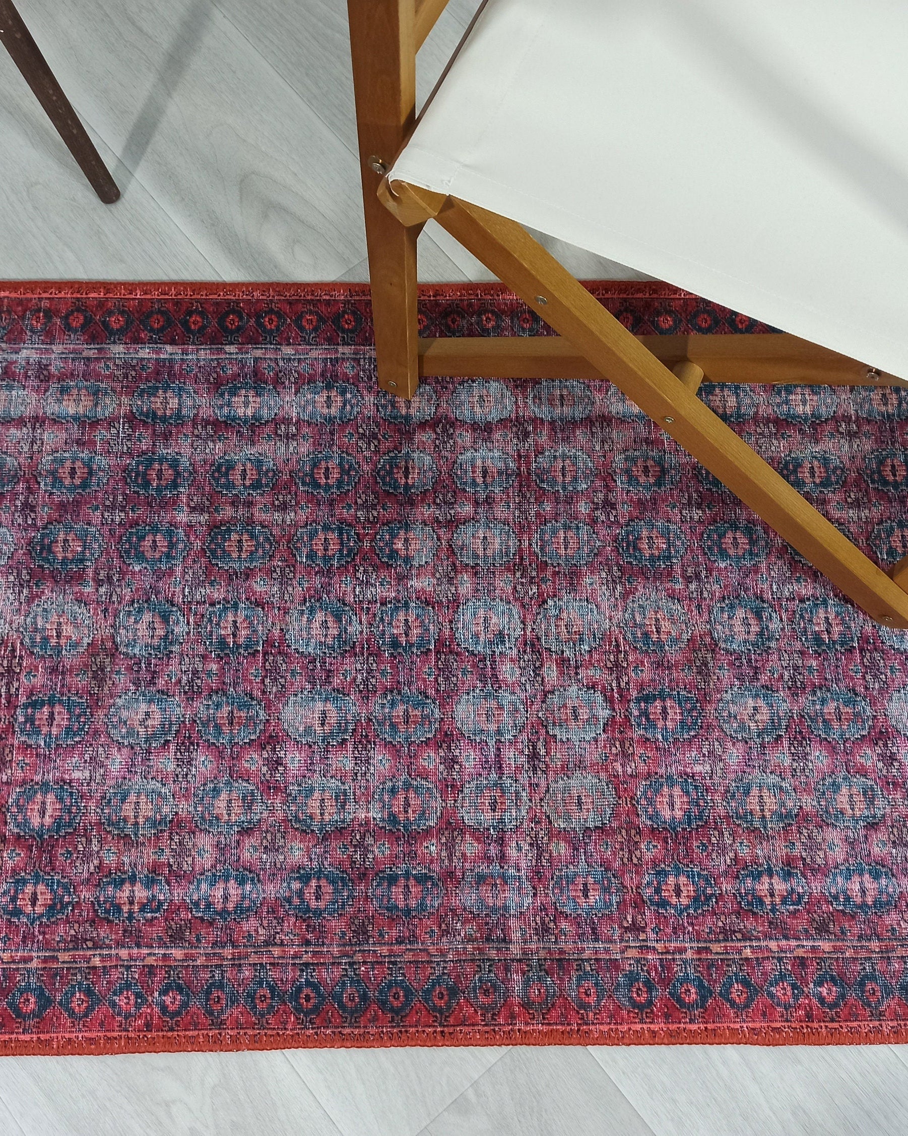Fulia Rug Distressed Fuchsia Pink Red Rug