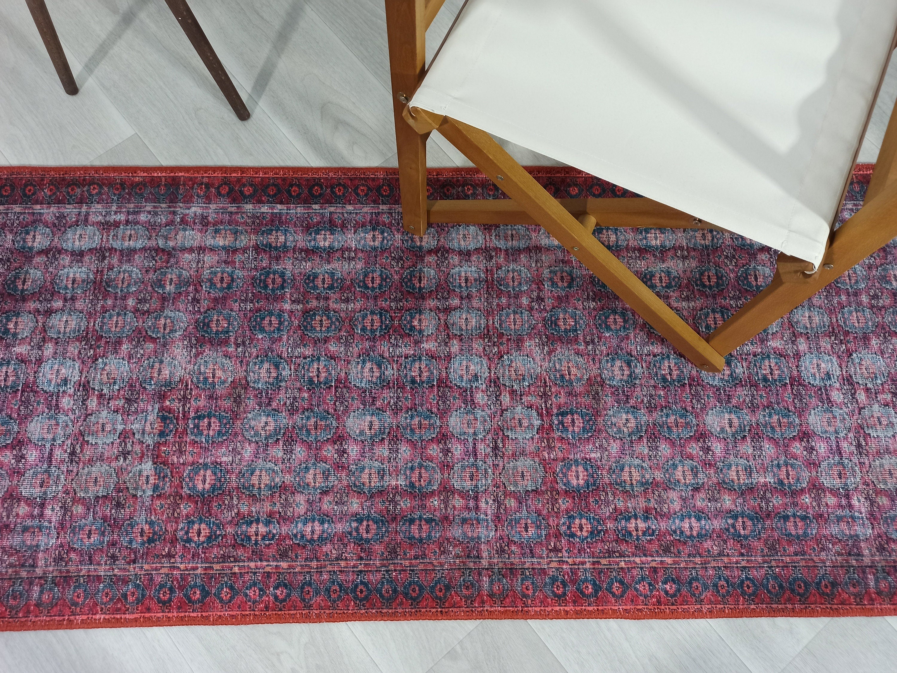 Fulia Rug Distressed Fuchsia Pink Red Rug