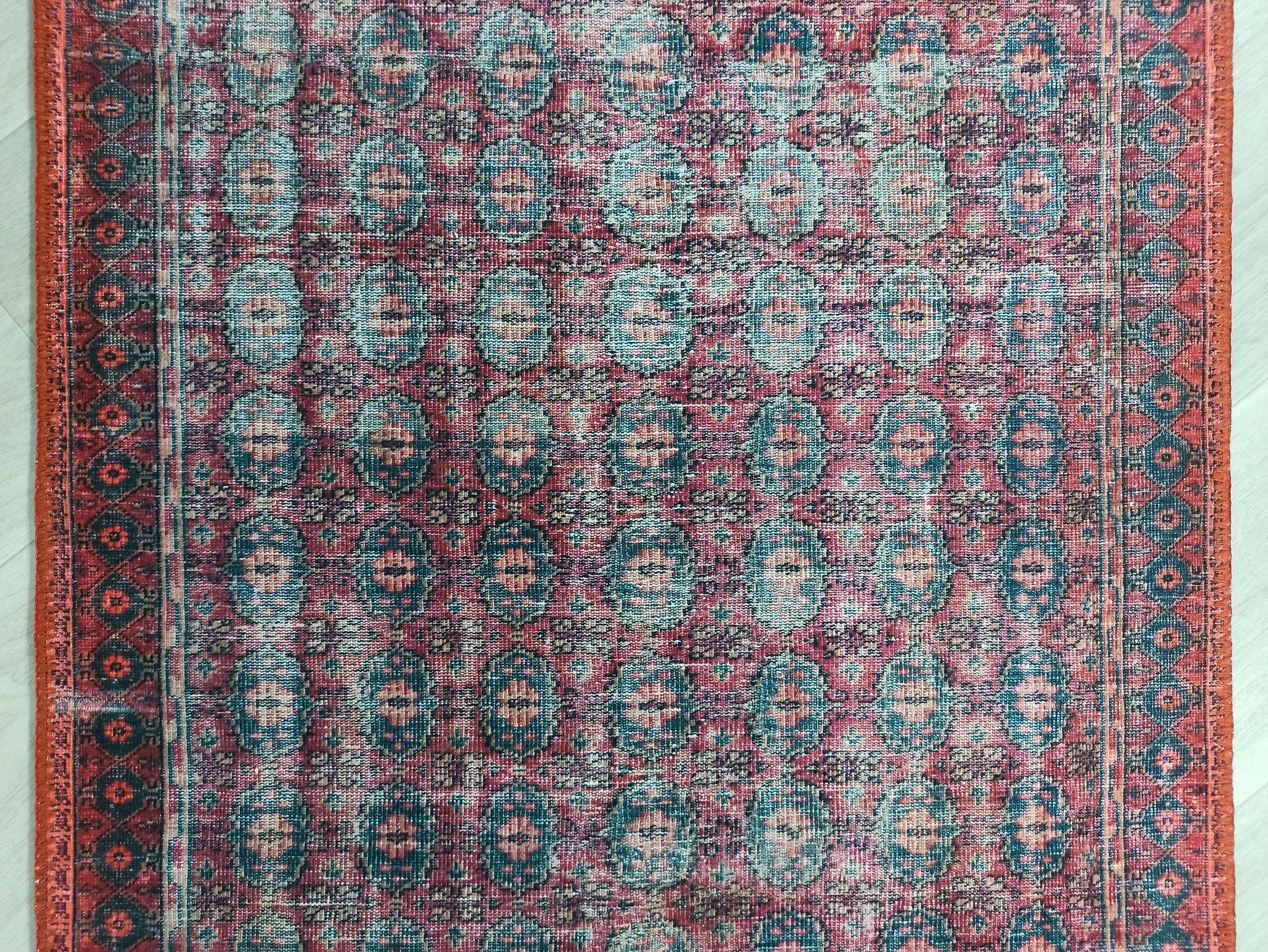 Fulia Rug Distressed Fuchsia Pink Red Rug