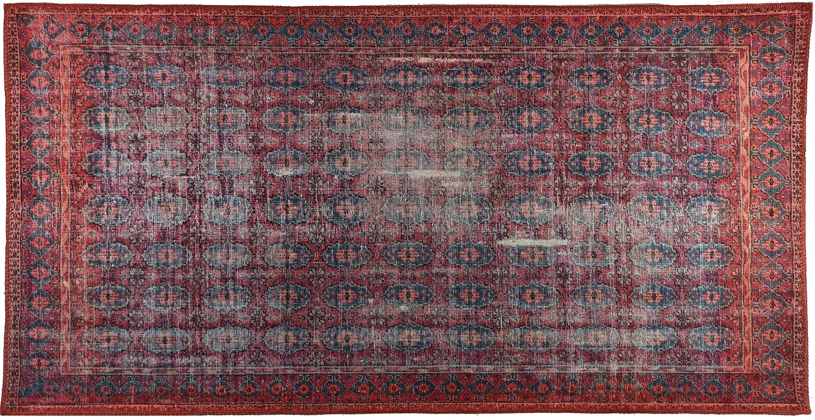 Fulia Rug Distressed Fuchsia Pink Red Rug