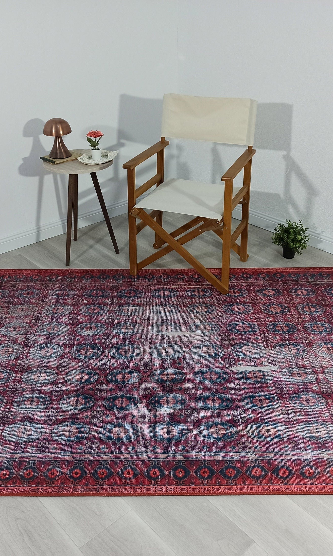 Fulia Rug Distressed Fuchsia Pink Red Rug